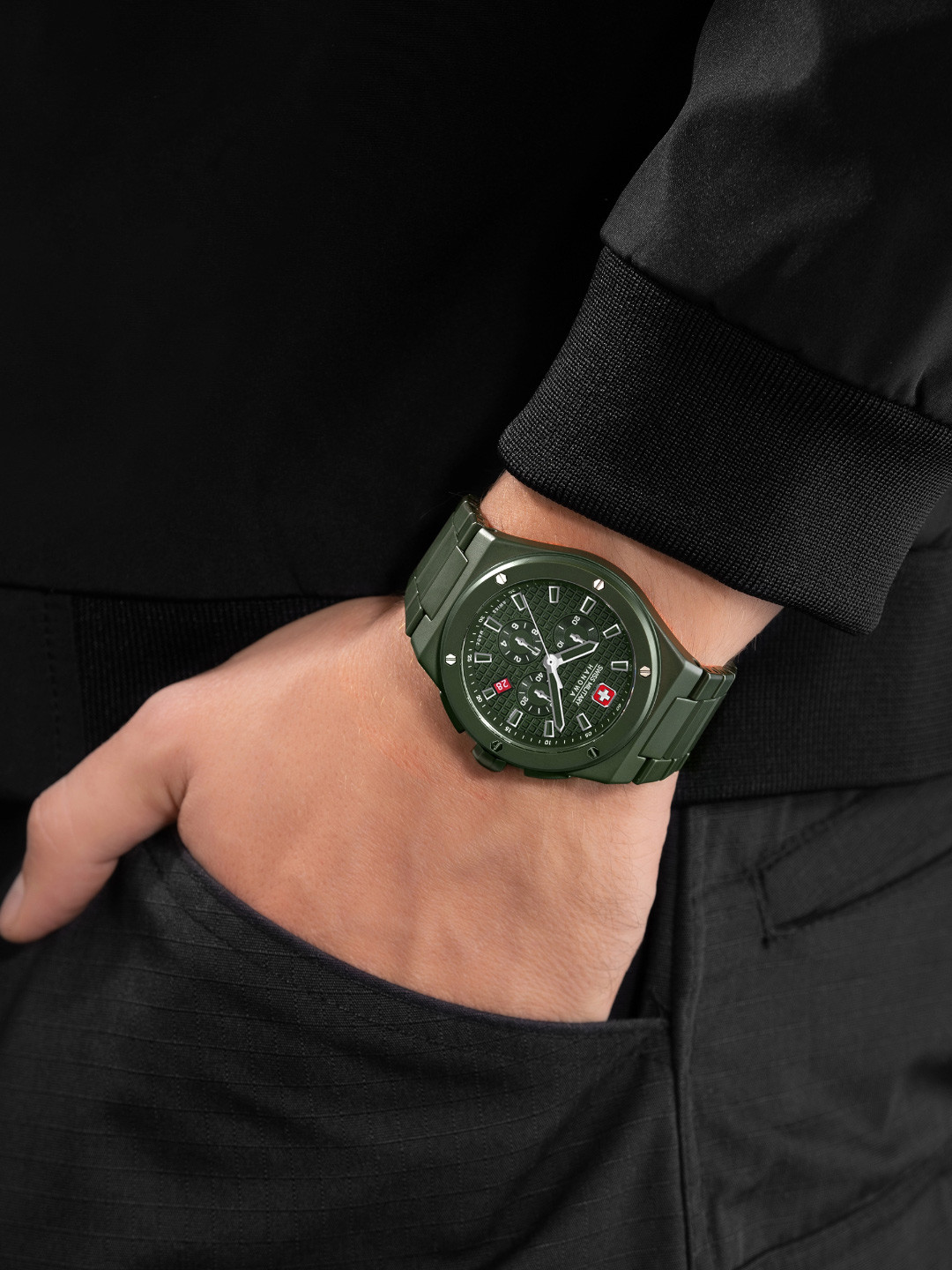 SWISS MILITARY HANOWA Men Dial & Ceramic Straps Analogue Chronograph Swiss Made Watch