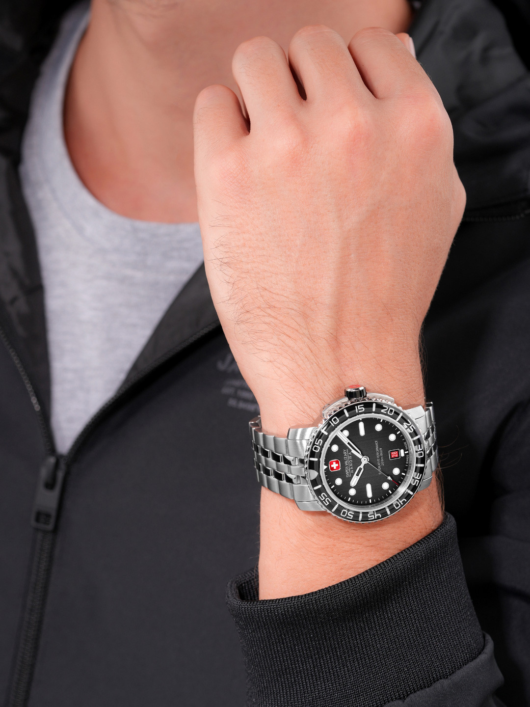 SWISS MILITARY HANOWA Men Black Marlin Analogue Swiss Made Watch SMWGH0001702