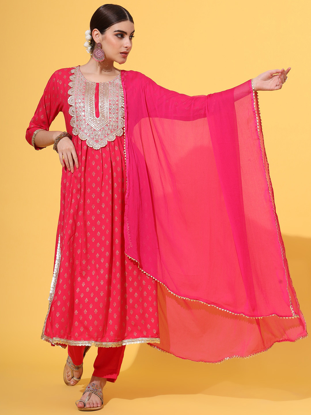 JAIPUR PRIME Yoke Design Regular Kurta with Trousers & Dupatta