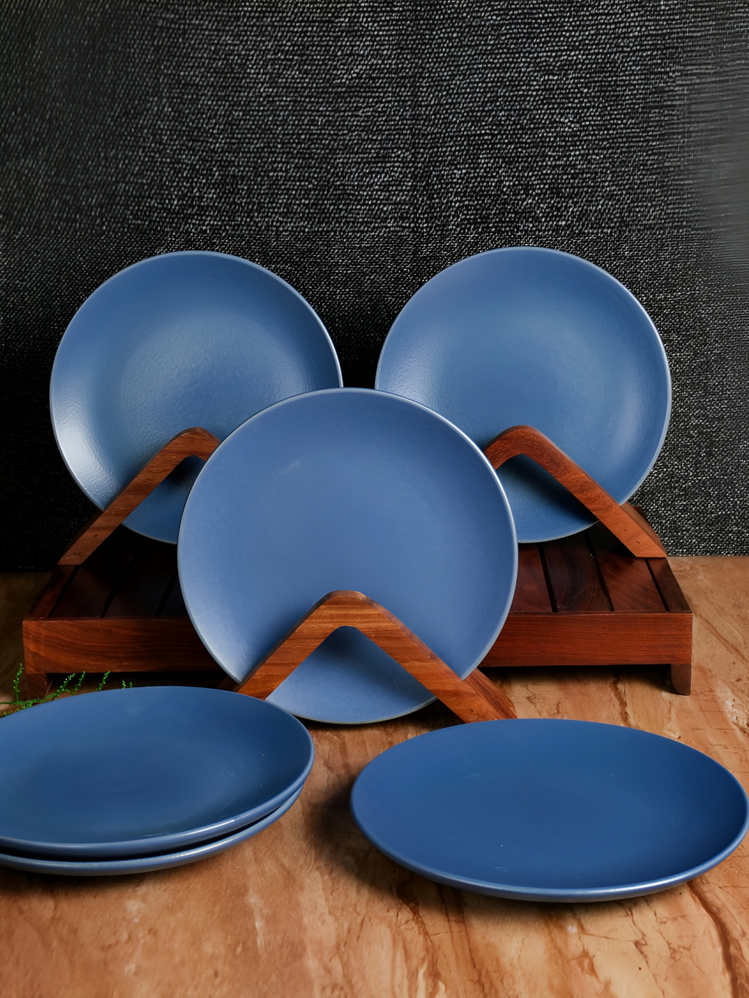 ARTYSTA BEAUTIFYING LIVES Blue 6 Pieces Ceramic Matte Side Plates