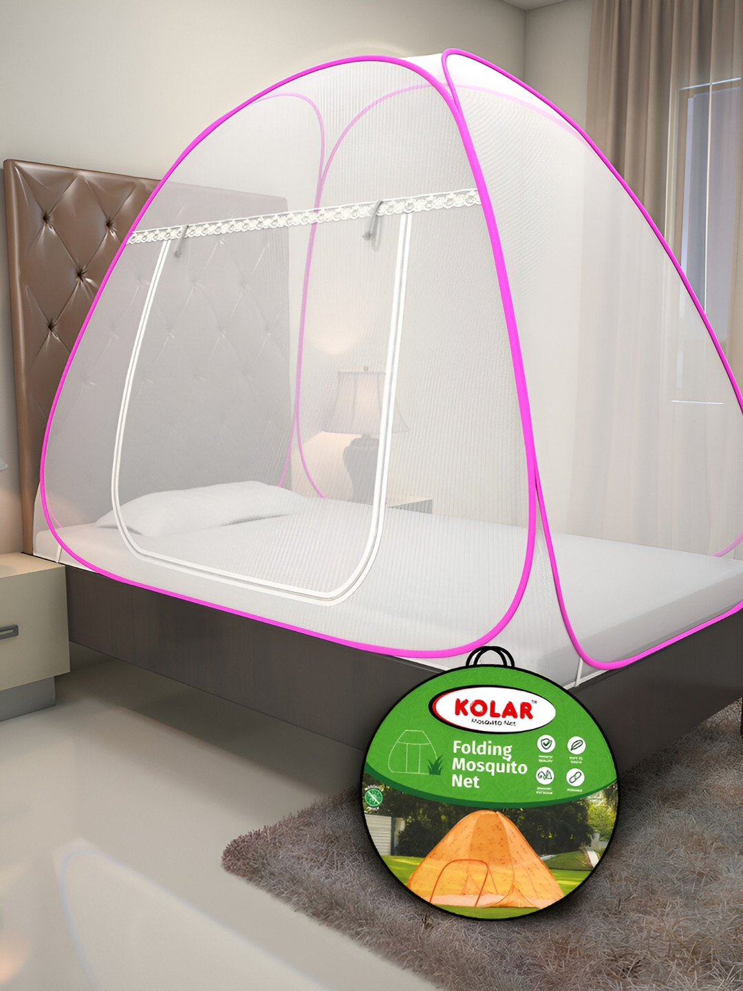 KOLAR Pink & White Tent Mosquito Net