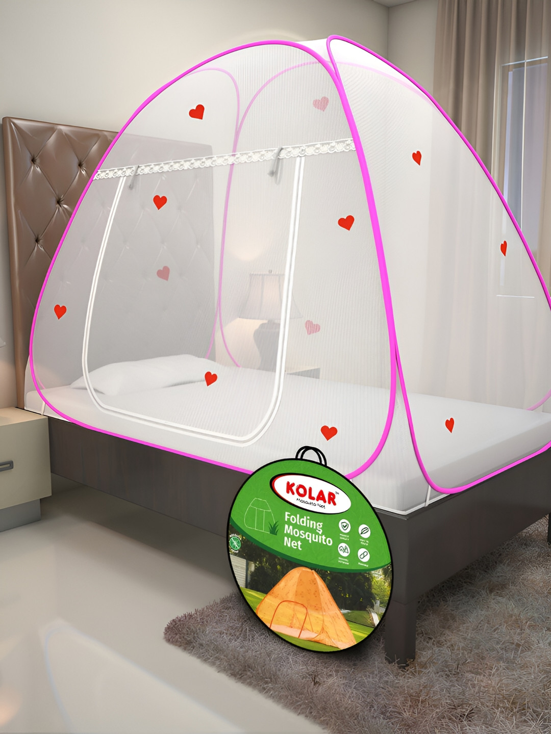 KOLAR Pink & White Tent Mosquito Net