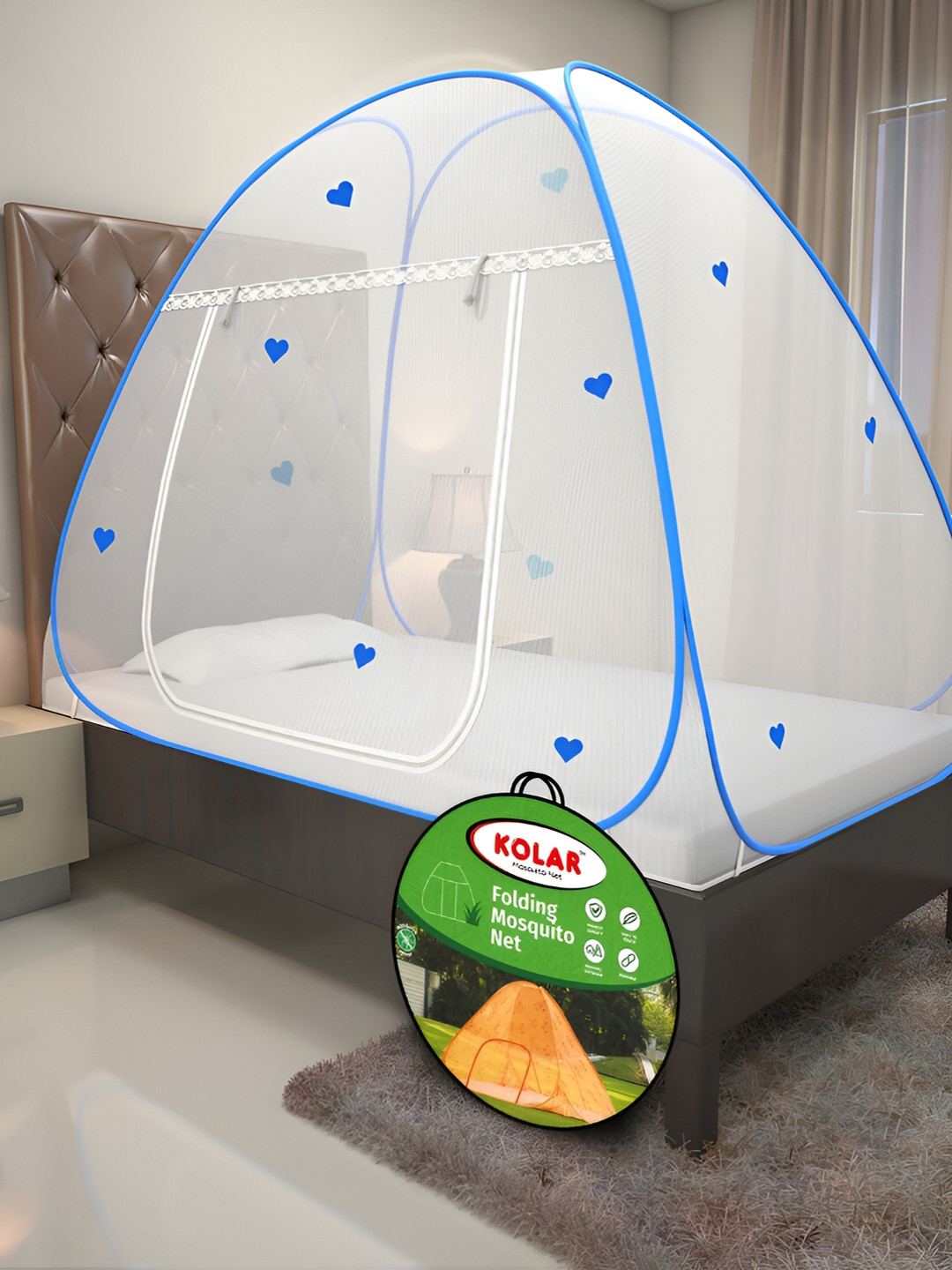 KOLAR Blue & White Solid Tent Mosquito Net