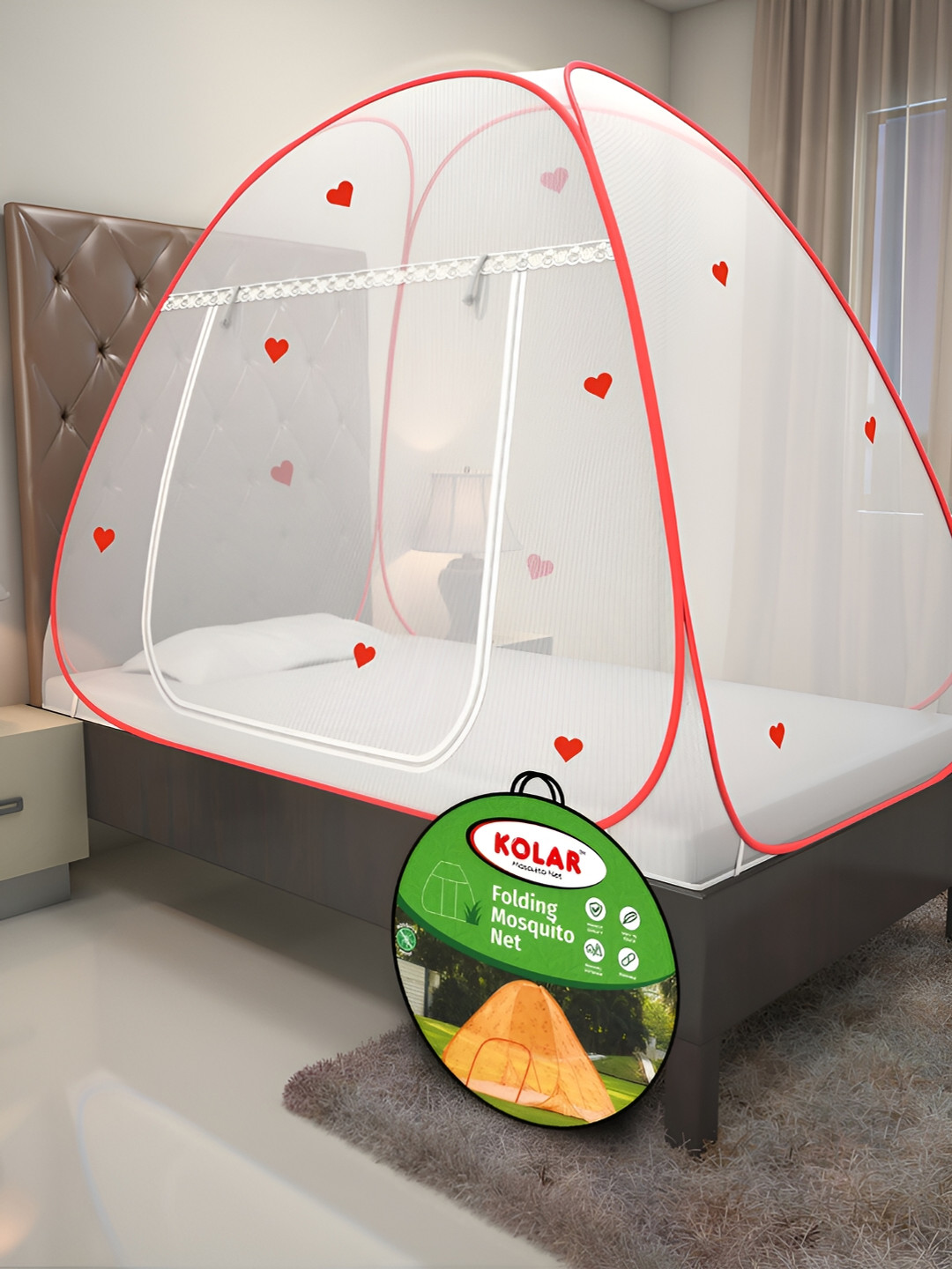 KOLAR Red & White Solid Tent Mosquito Net