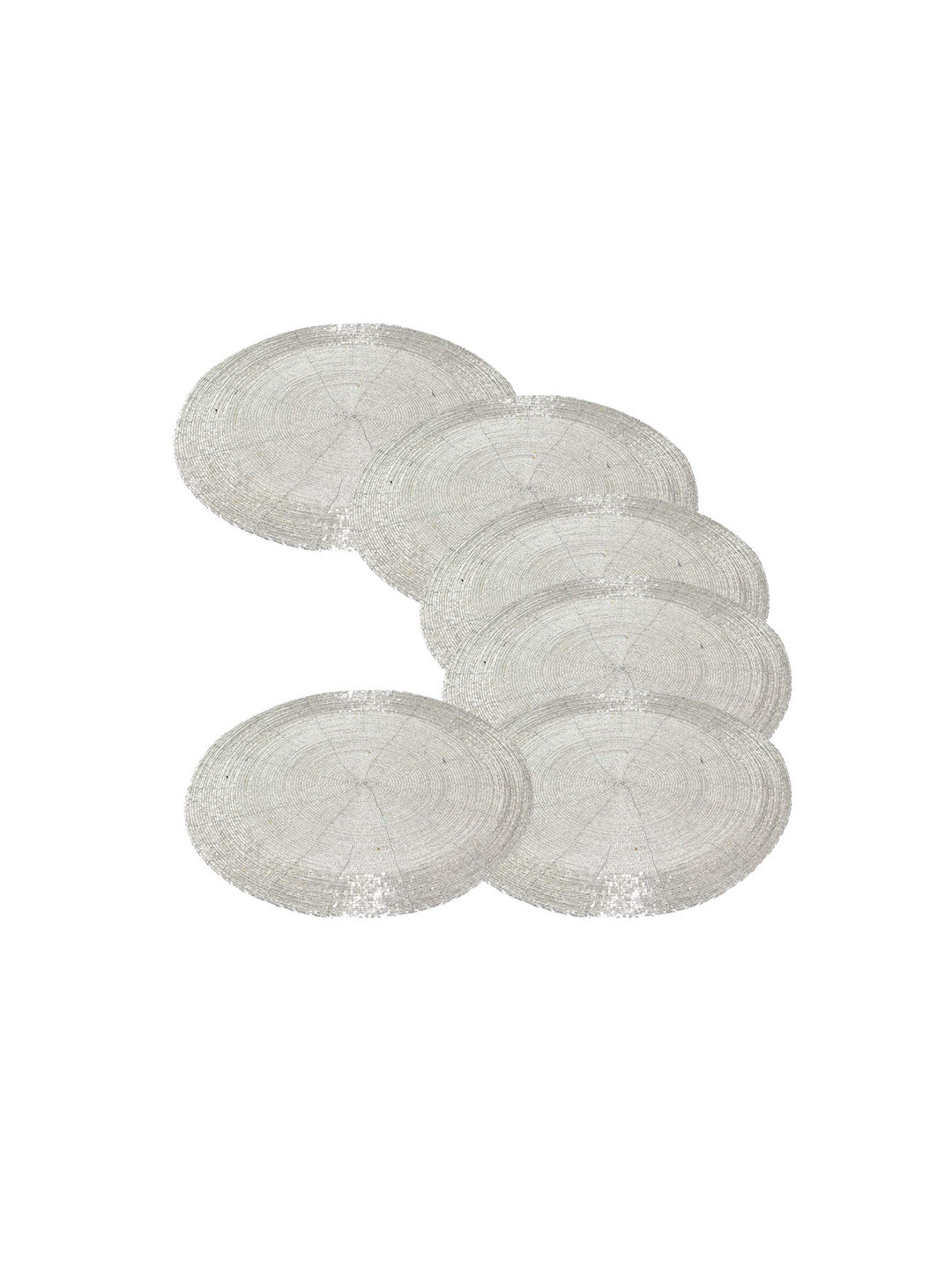 PRISHA INDIA CRAFT Silver Toned 6Pieces Round Table Placemats