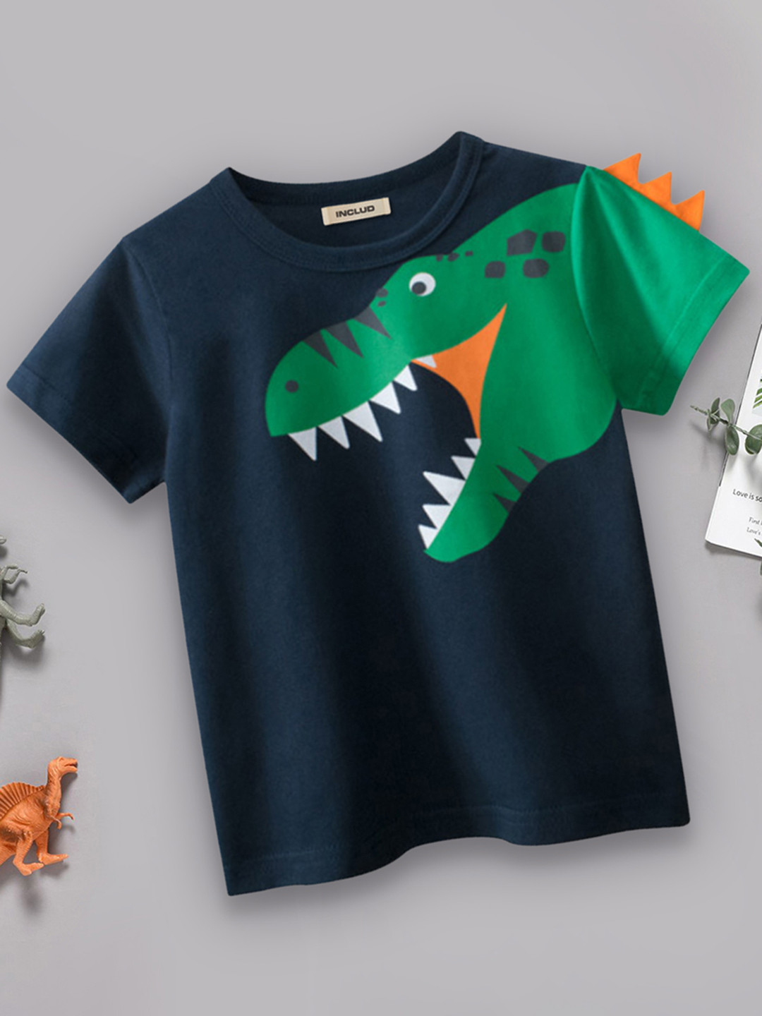 INCLUD Boys Navy Blue Printed T-shirt