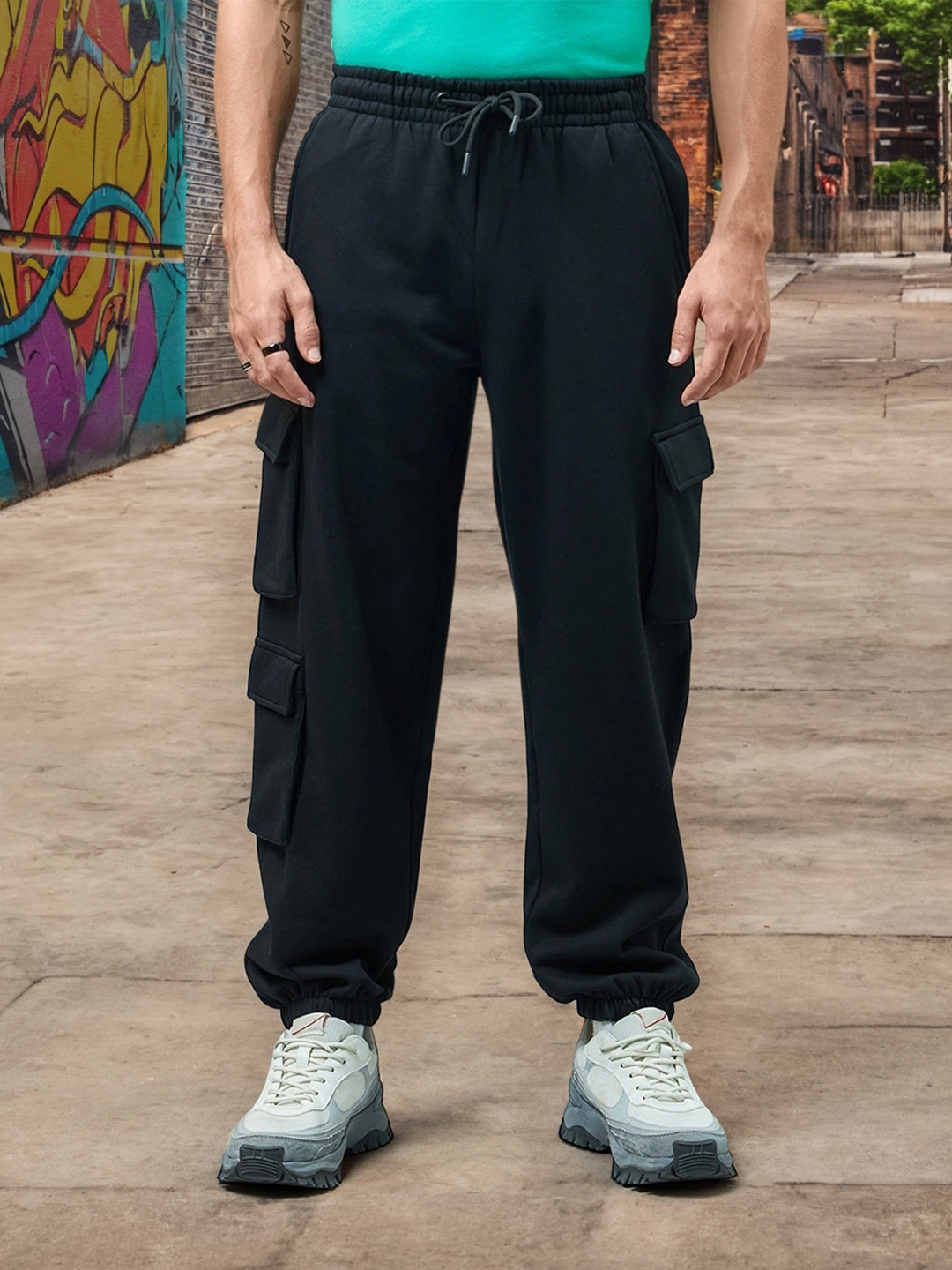 Loose Fit Men's Fleece Jogger Sweatpants Track Pants Loose - Main Image