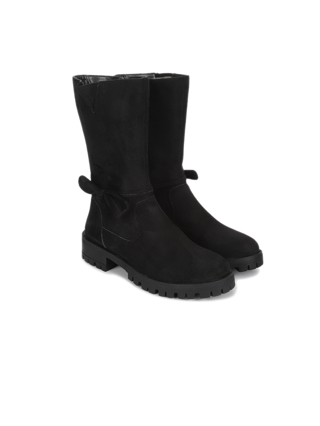 yoho Women High Top Knotted Detail Platform-Heeled Regular Boots