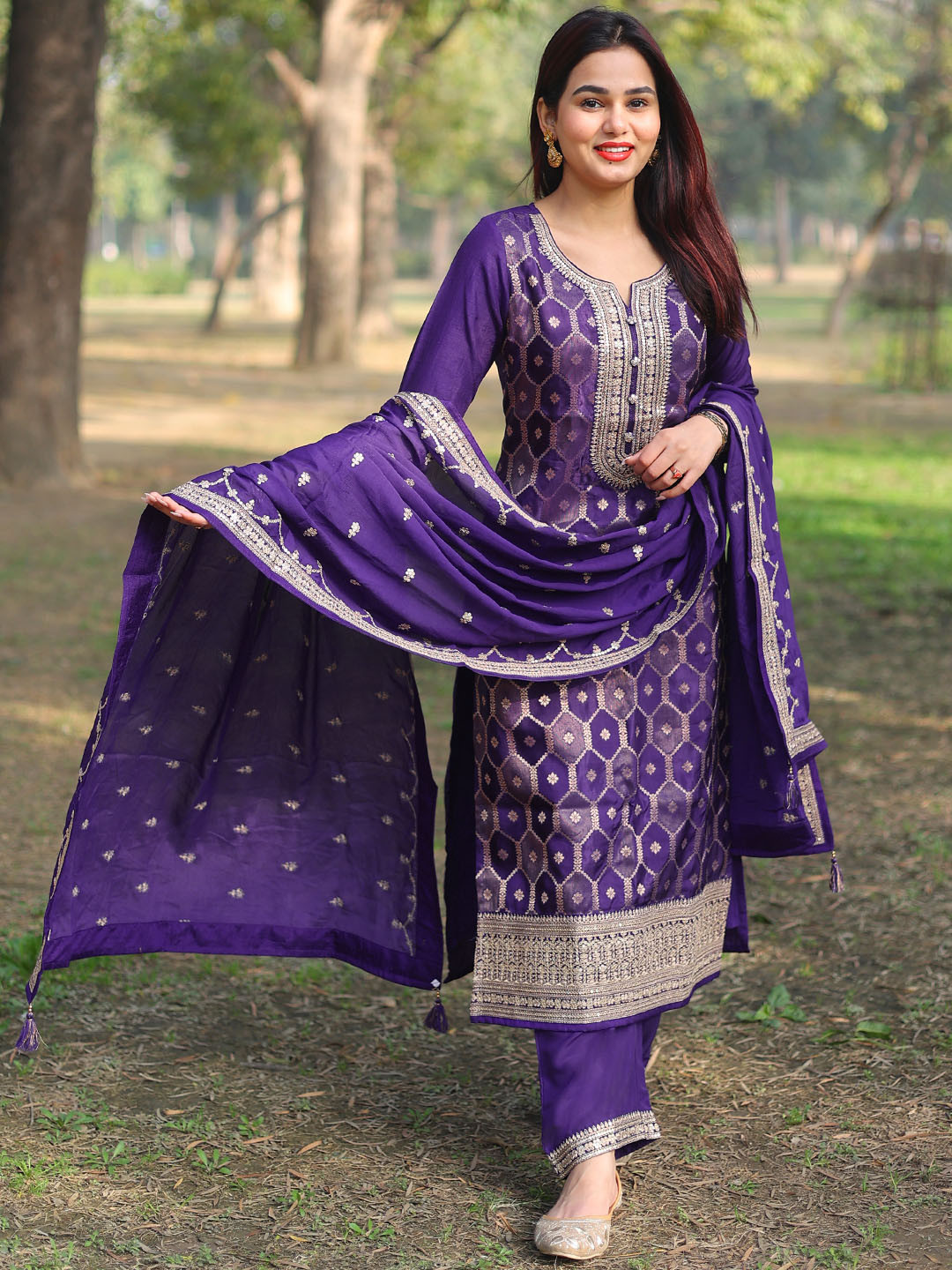 Libas Women Floral Regular Kurta with Palazzos & Dupatta