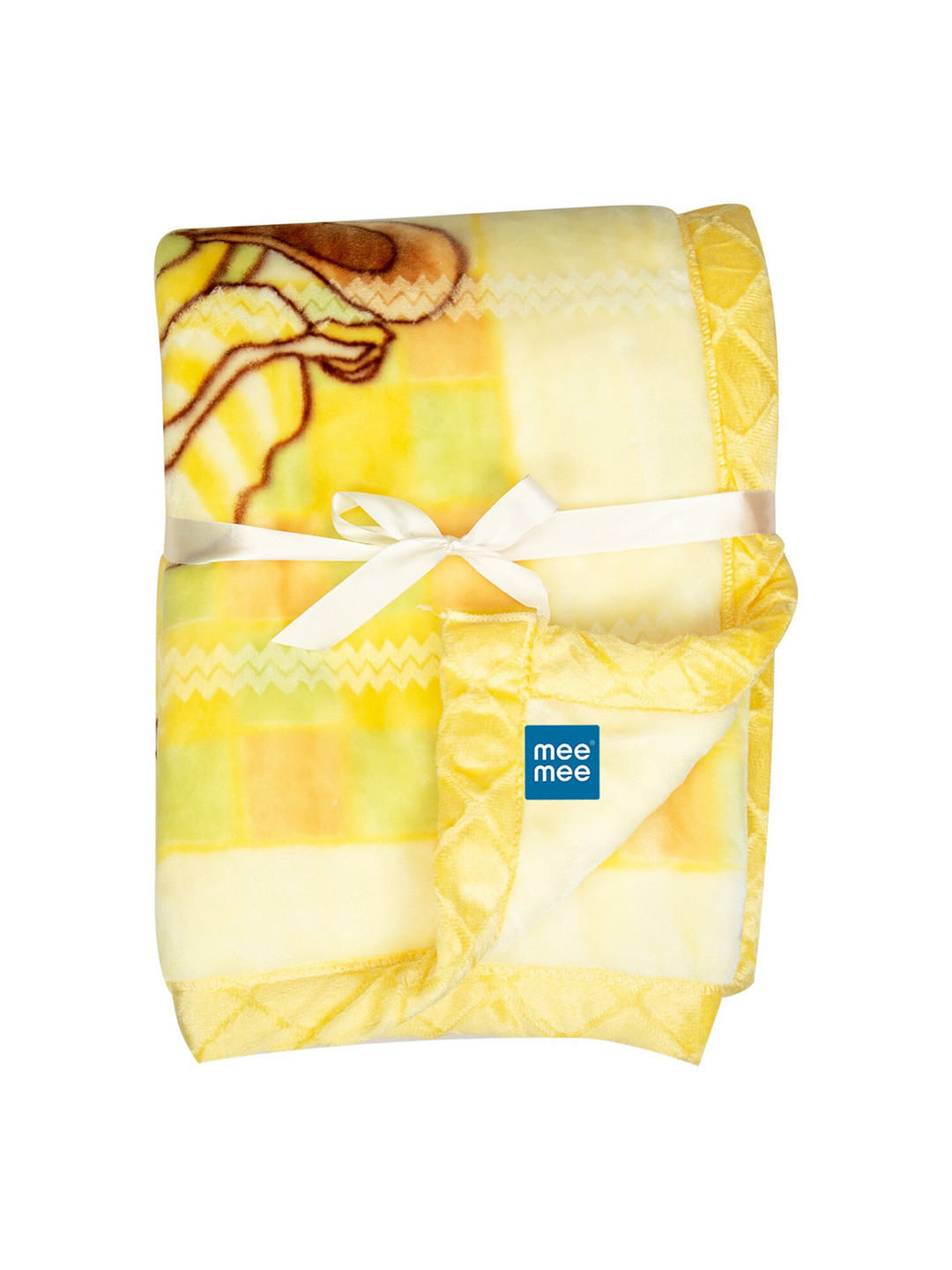 MeeMee Beige & Yellow Cartoon Characters Mink Mild Winter Single Bed Blanket