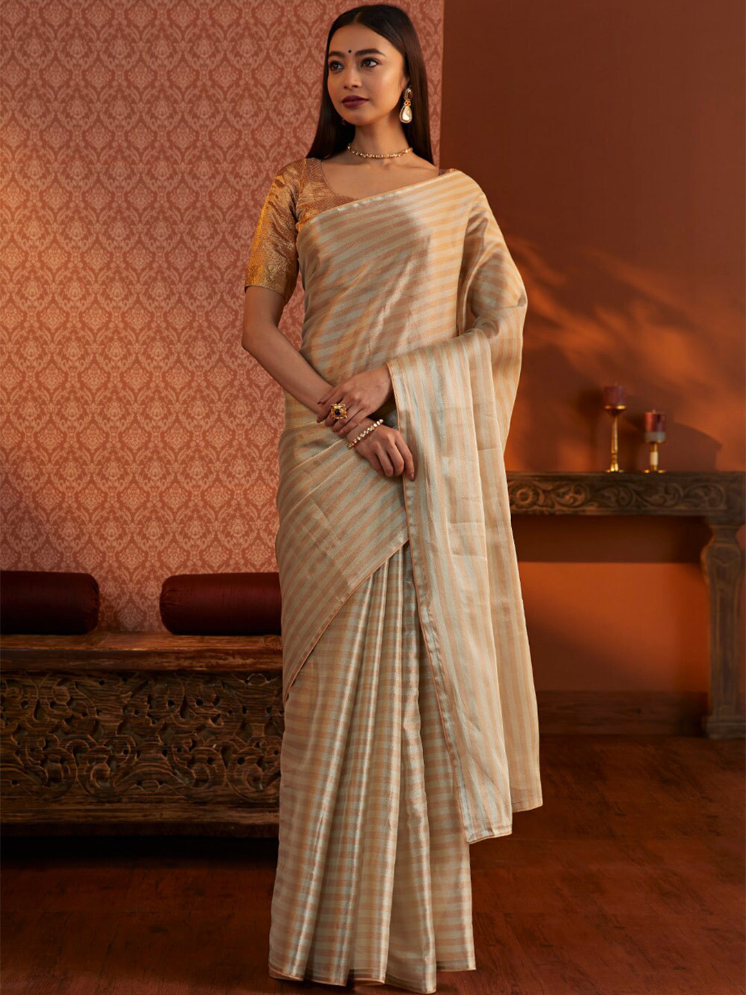 Taneira Striped Viscose Rayon Saree