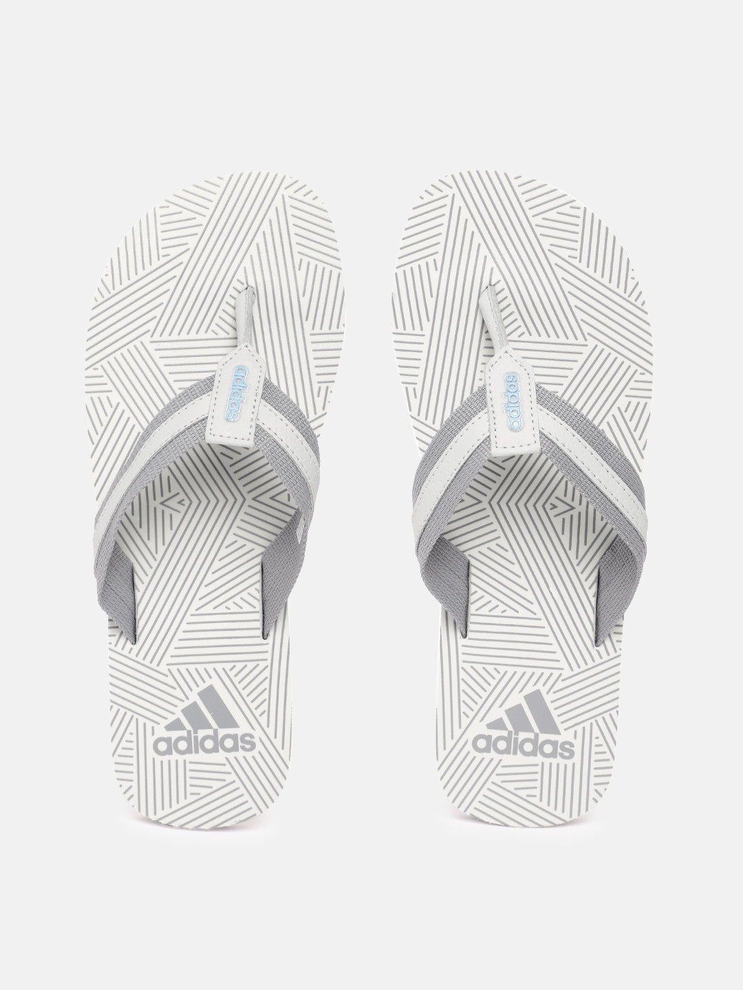 ADIDAS Men Striped Thong Flip-Flops with Brand Logo Detail