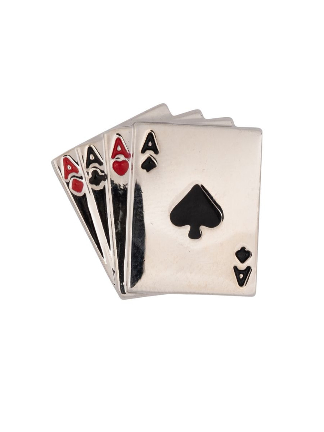 The Tie Hub Rhodium-Plated Metal Ace Card Charm Brooch