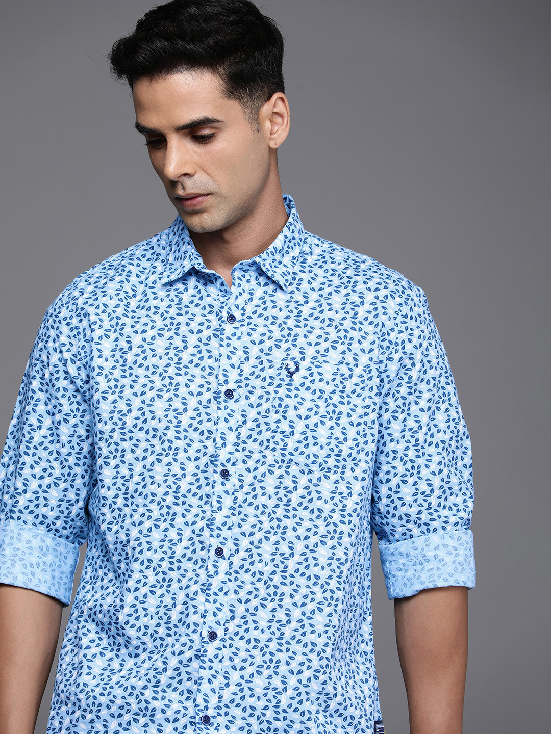 Allen Solly Sport Cotton Linen Custom Slim Fit Tropical Printed Casual Shirt