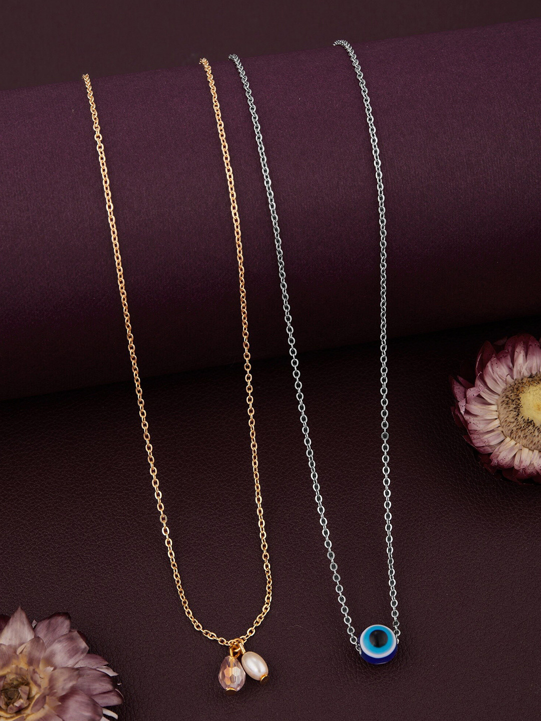 DressBerry Blue Set Of 2 Gold-Plated Necklace And Chains
