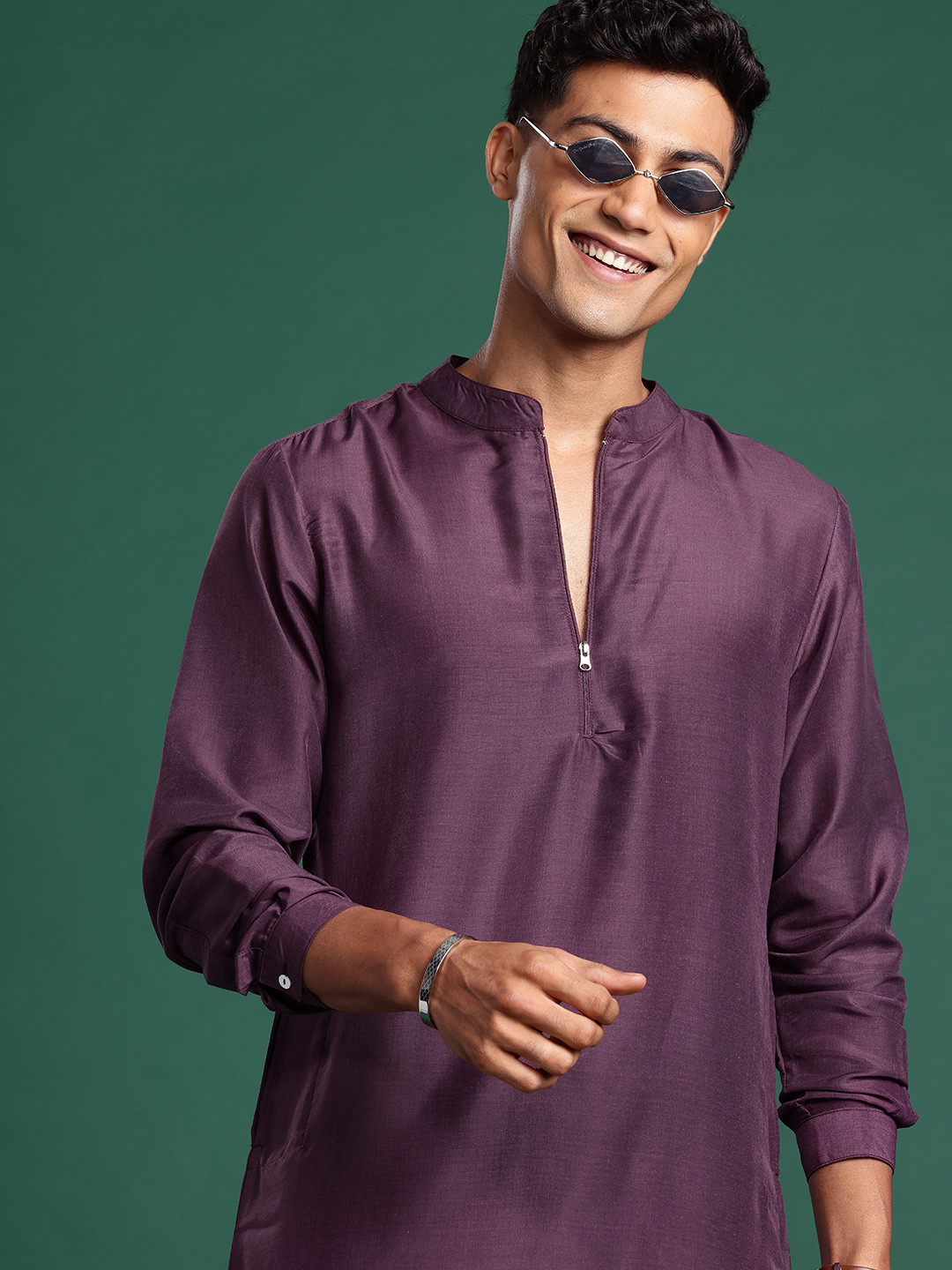 Sangria Men Mandarin Collar Kurta with Salwar