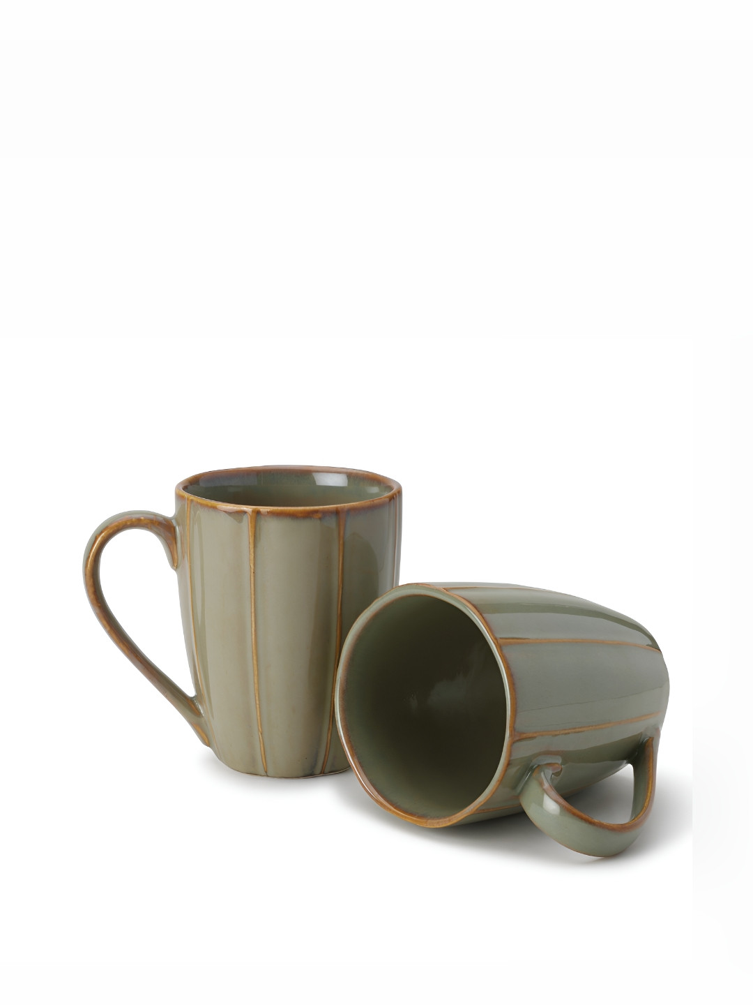 BODHI HOUSE Ocean Waves Green Porcelain Microwave Safe 2 Piece Mugs-240ml