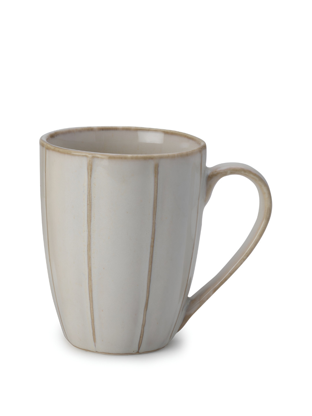 BODHI HOUSE Mrs Off White Striped Porcelain Microwave Safe Mug-300ml