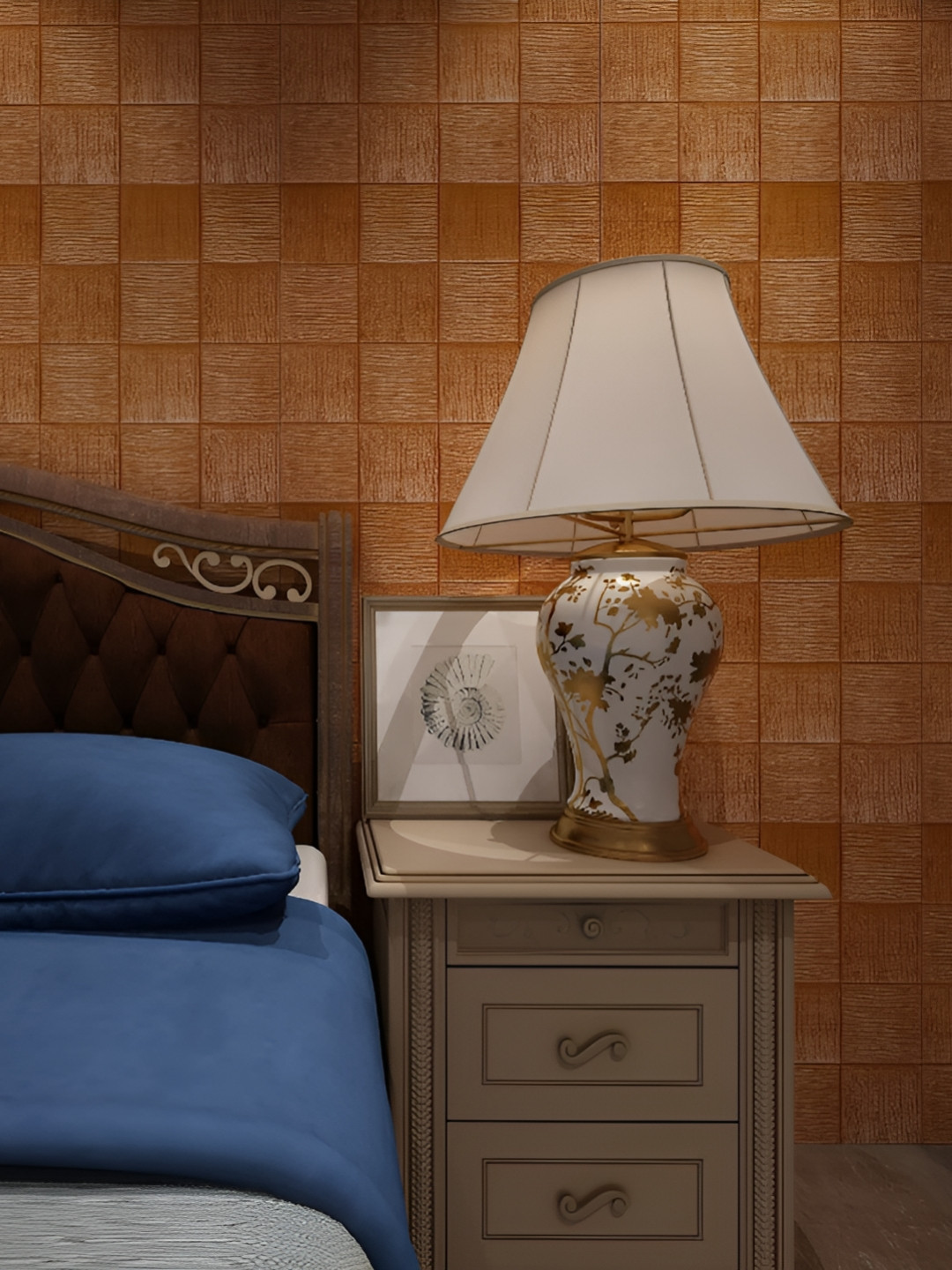 HILOF Brown 3D Textured Self Adhesive Wallpaper