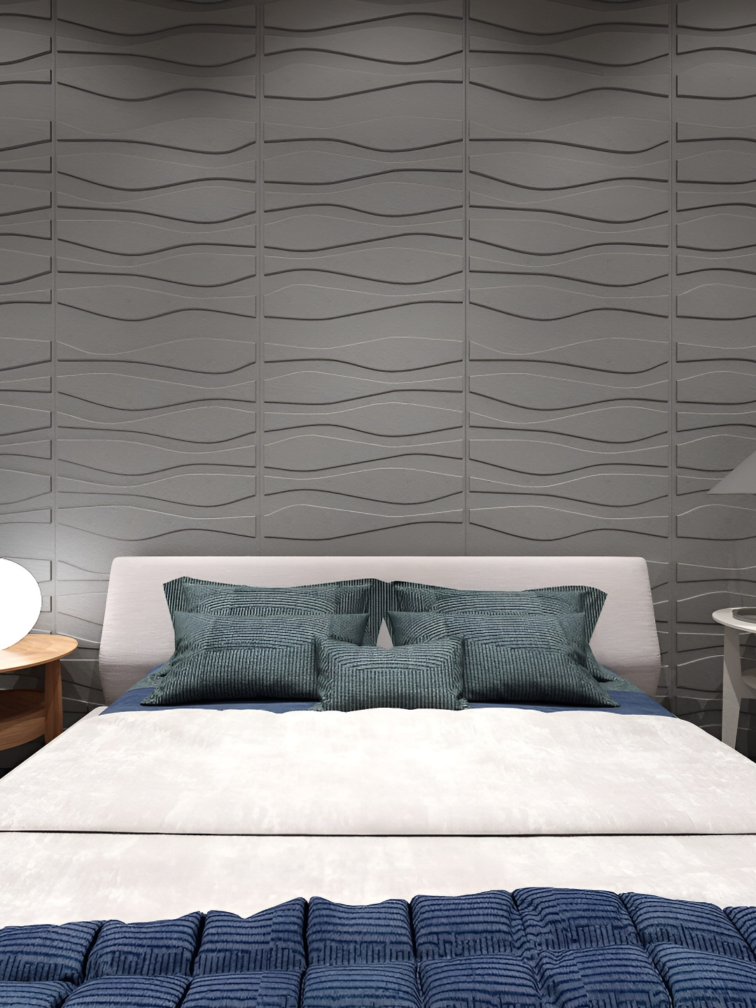 HILOF Grey Geometric 3D Textured Self Adhesive Wallpaper