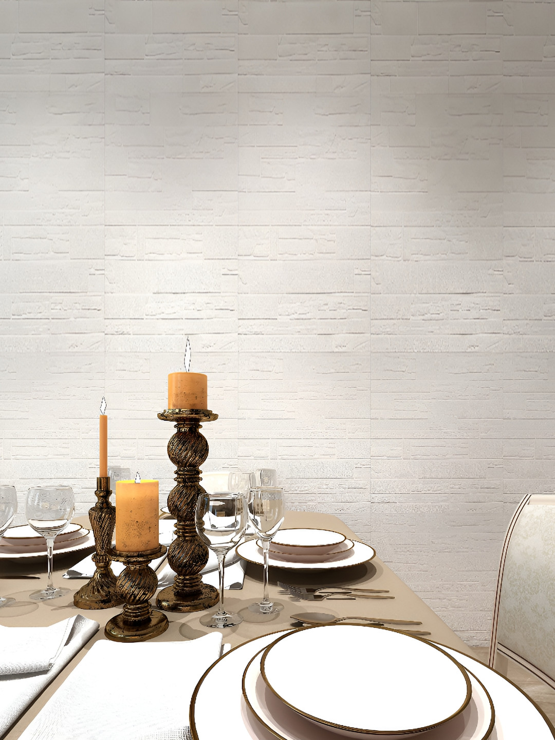 HILOF White Geometric 3D Textured Self Adhesive Wallpaper