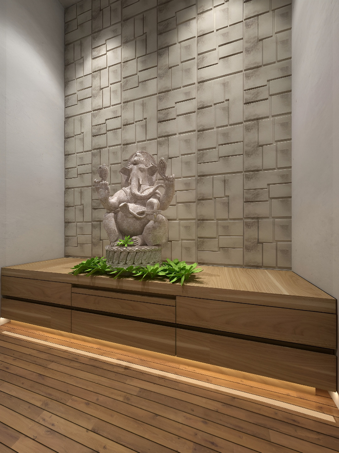 HILOF Off White & Grey Geometric 3D Textured Soft Self Adhesive Wallpaper