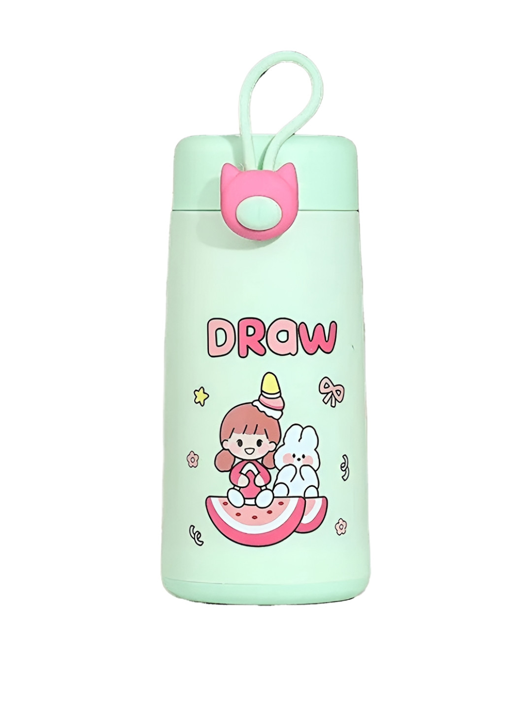 WELOUR Green & Pink Glass Printed Water Bottle 350ml