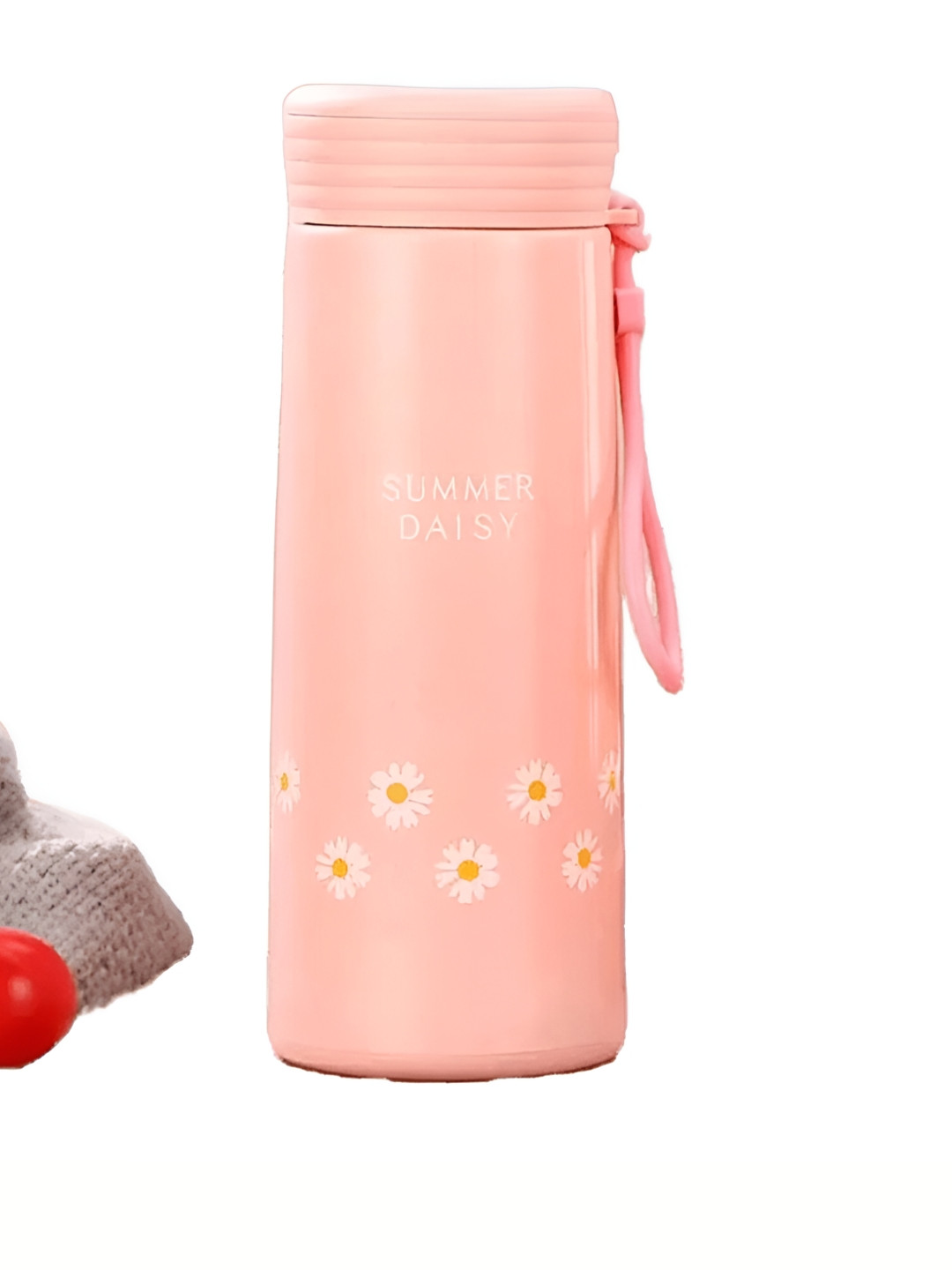 WELOUR Pink Floral Glass Carrying Loop Water Bottle - 450ml