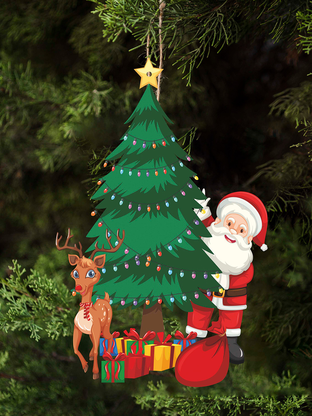 SAF Christmas Tree Wood Hanging Hall Spiritual Wall Decor-16.9In