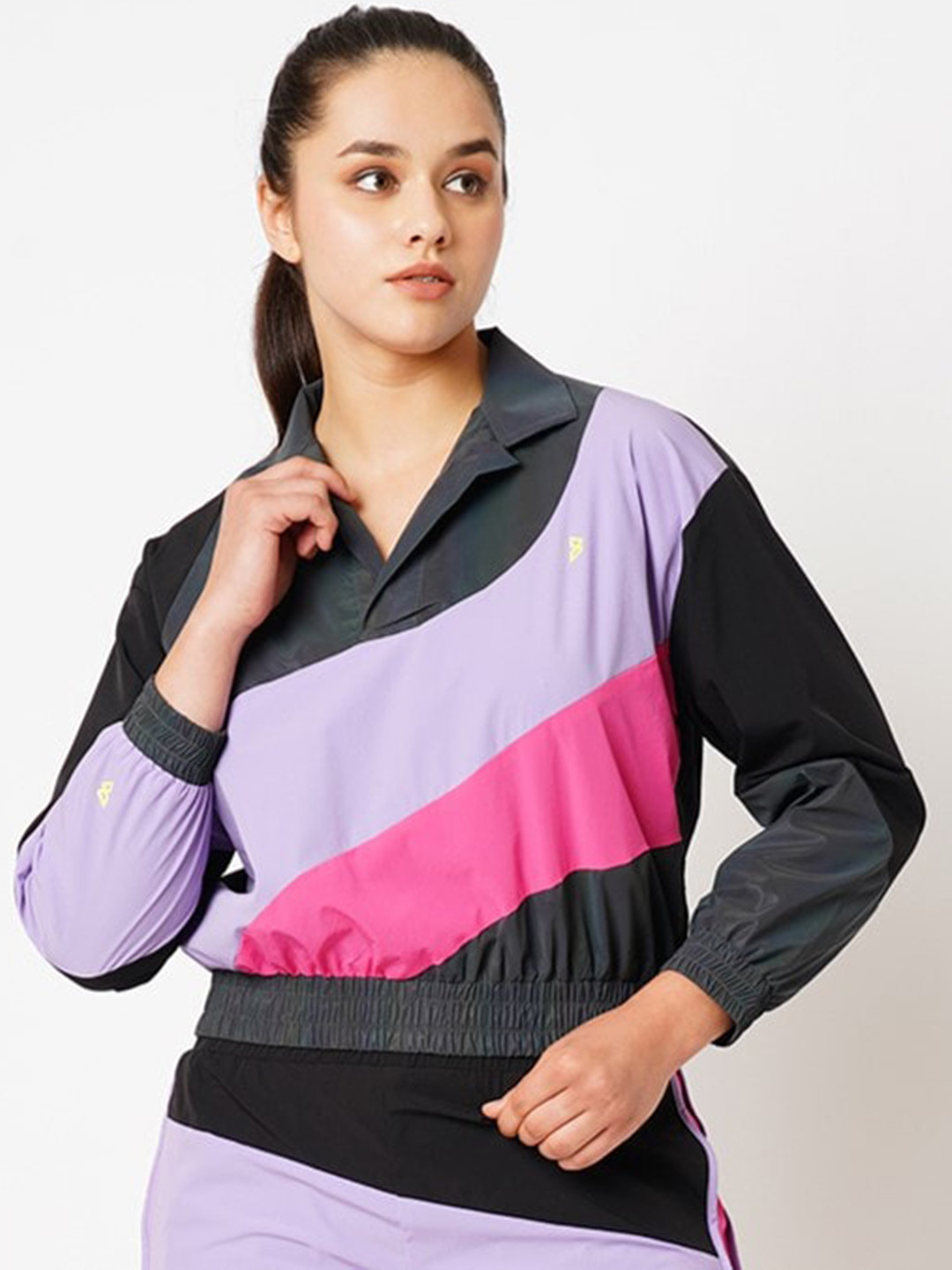 BODD ACTIVE Colourblocked Lightweight Crop Running Sporty Jacket