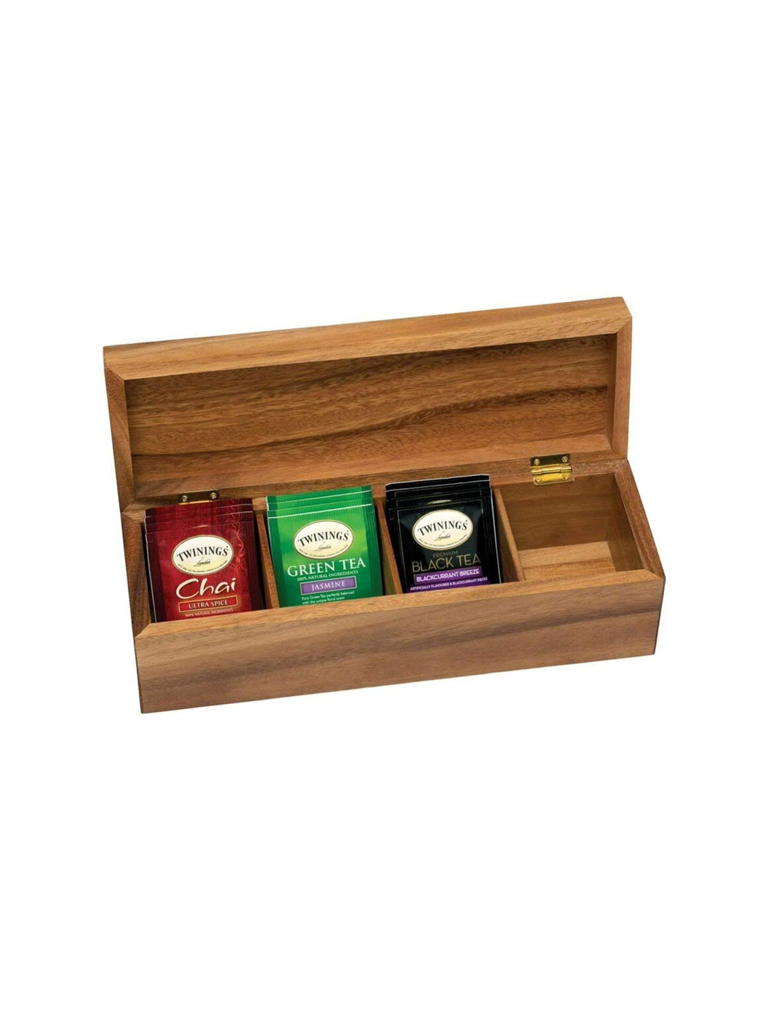 WHITEWHALE Brown Wooden Tea Chest Spice Organizer with Compartment.