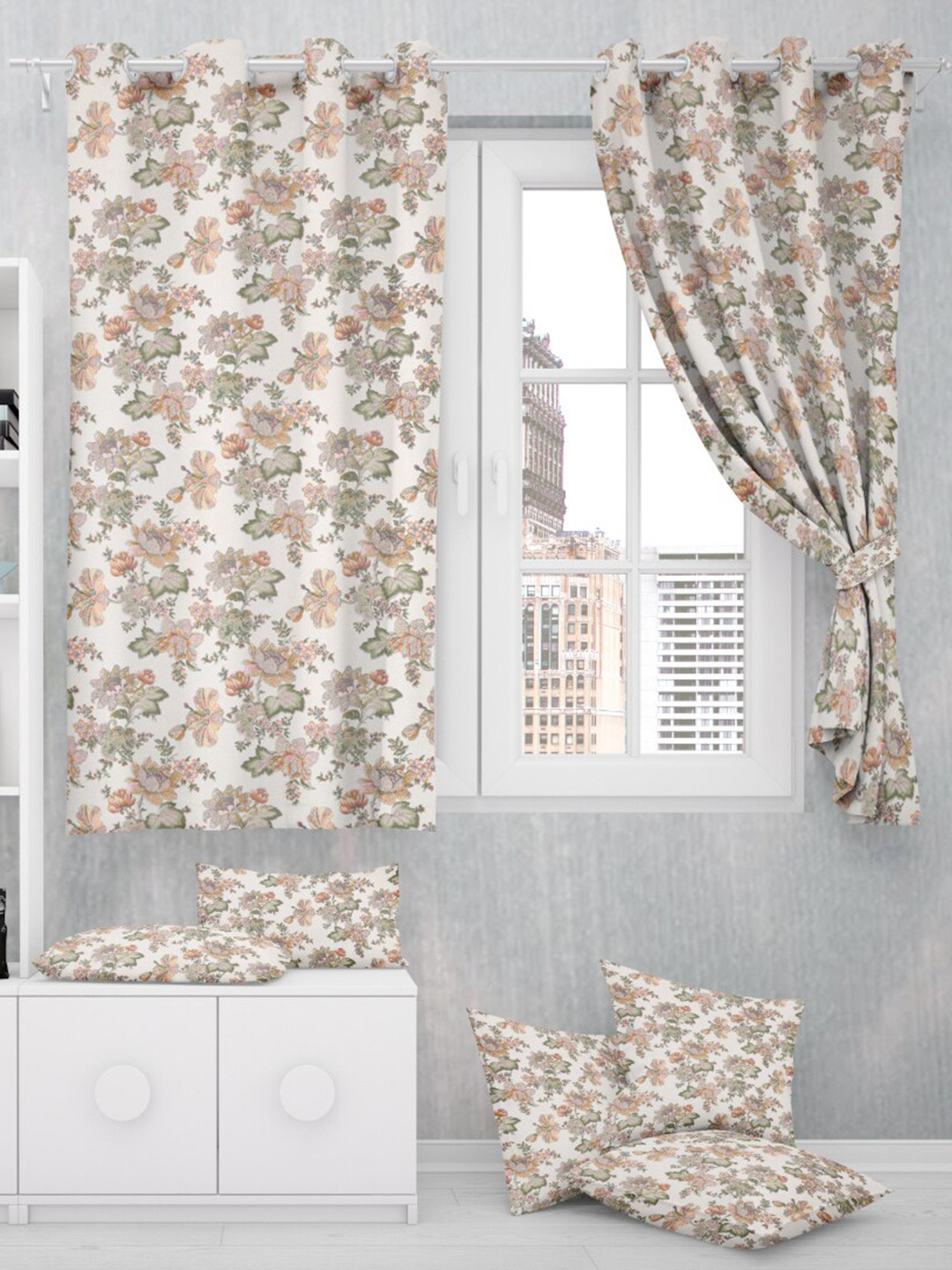 EasyGoods Ankh Gold-Toned Floral Black Out Window Curtain