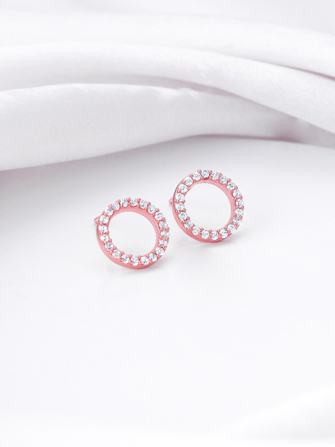 GIVA Rose Gold-Plated Sterling Silver Contemporary Zircon-Studded Stud Earrings