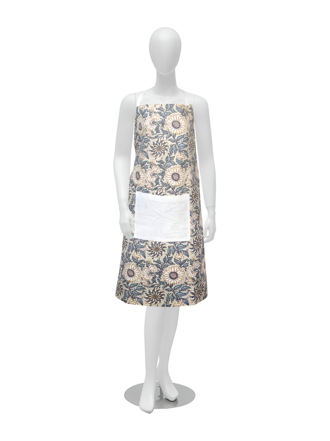 Texstylers Grey & Beige Printed Cotton Kitchen Apron