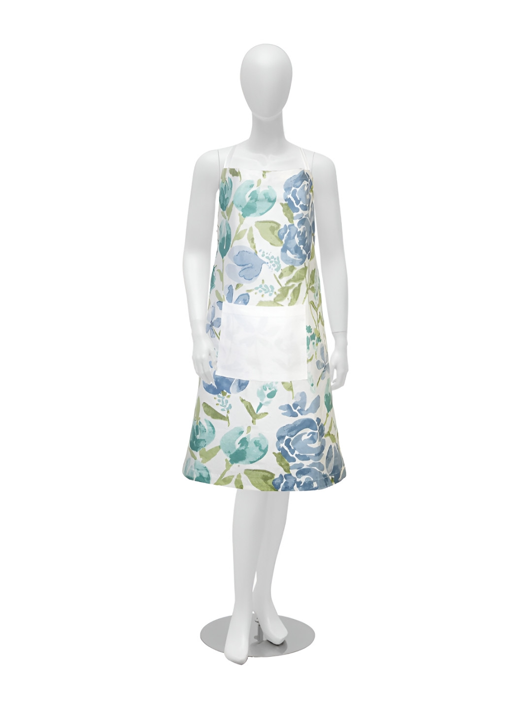 Texstylers Green & Blue Printed Cotton Kitchen Apron with Neckband & String