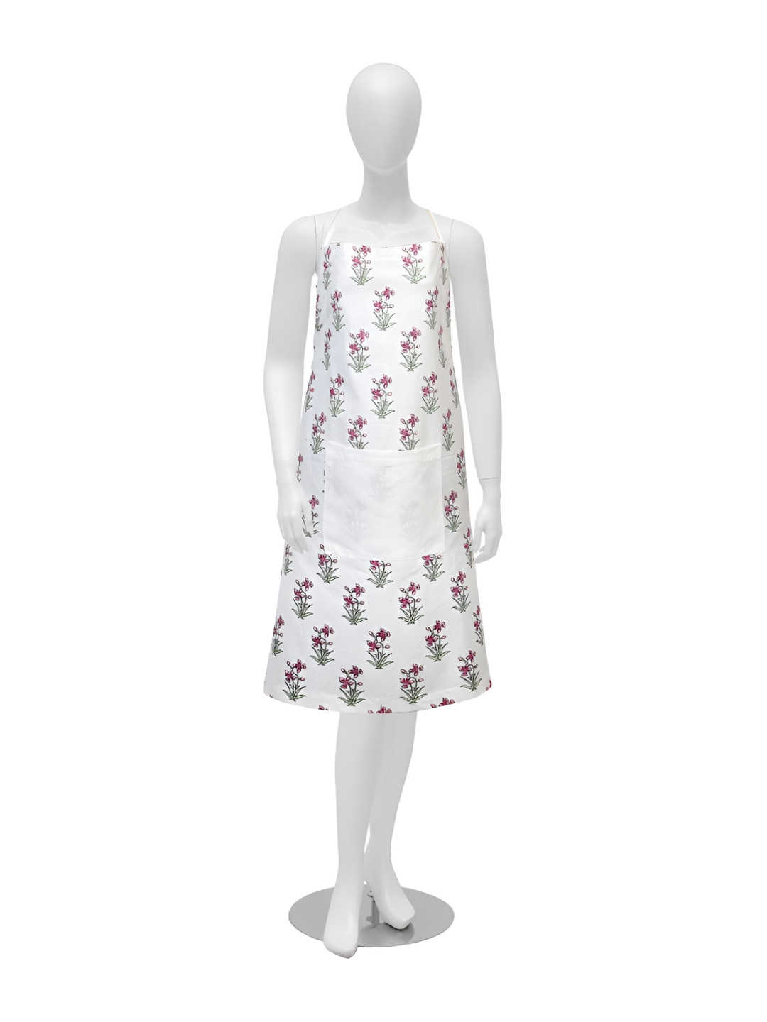 Texstylers Pink & White Floral Printed Cotton Kitchen Apron