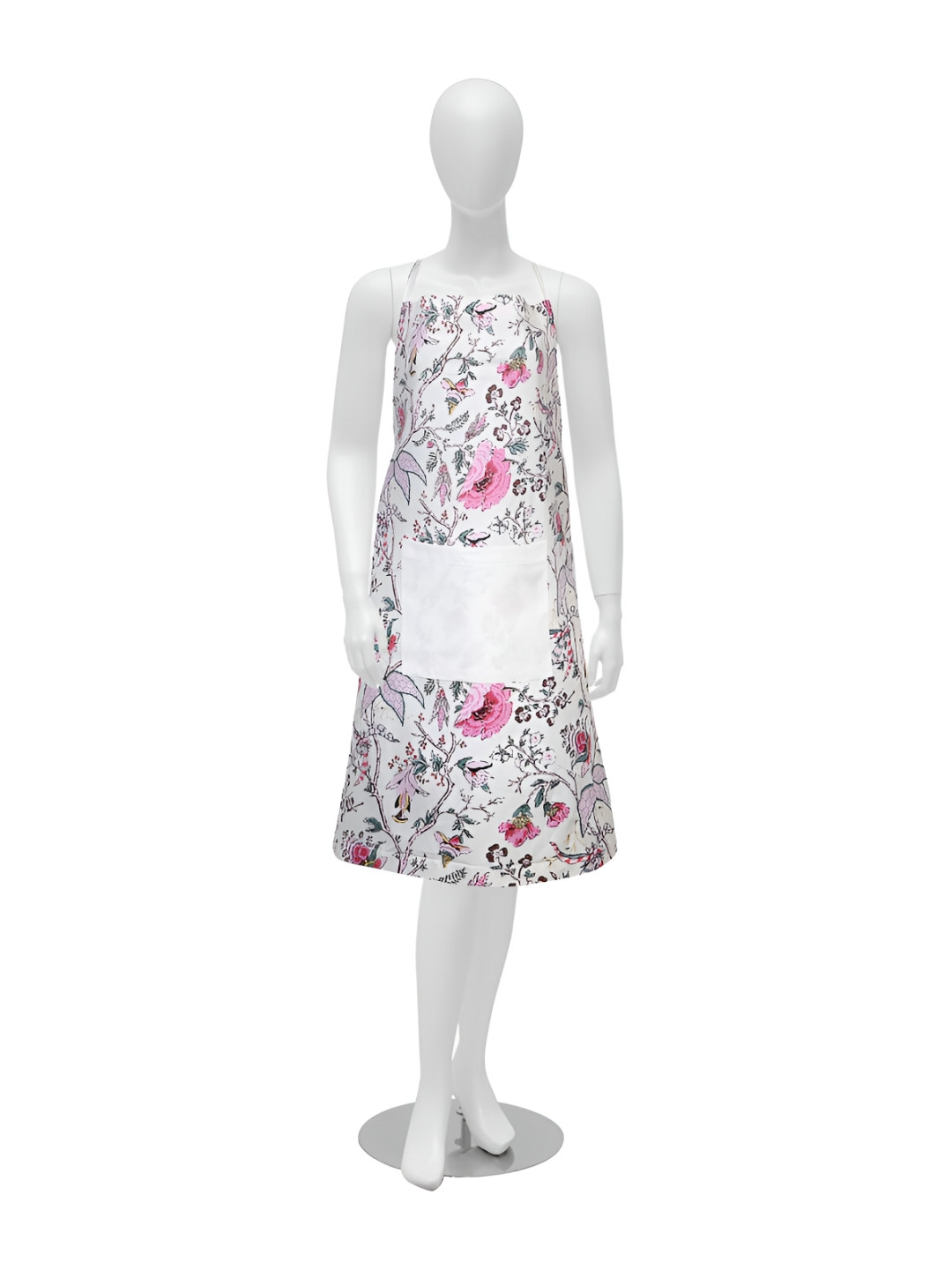 Texstylers White & Pink Printed Cotton Kitchen Apron