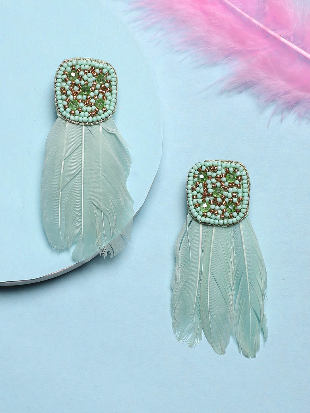 Sangria Gold Plated Feather Drop Earrings