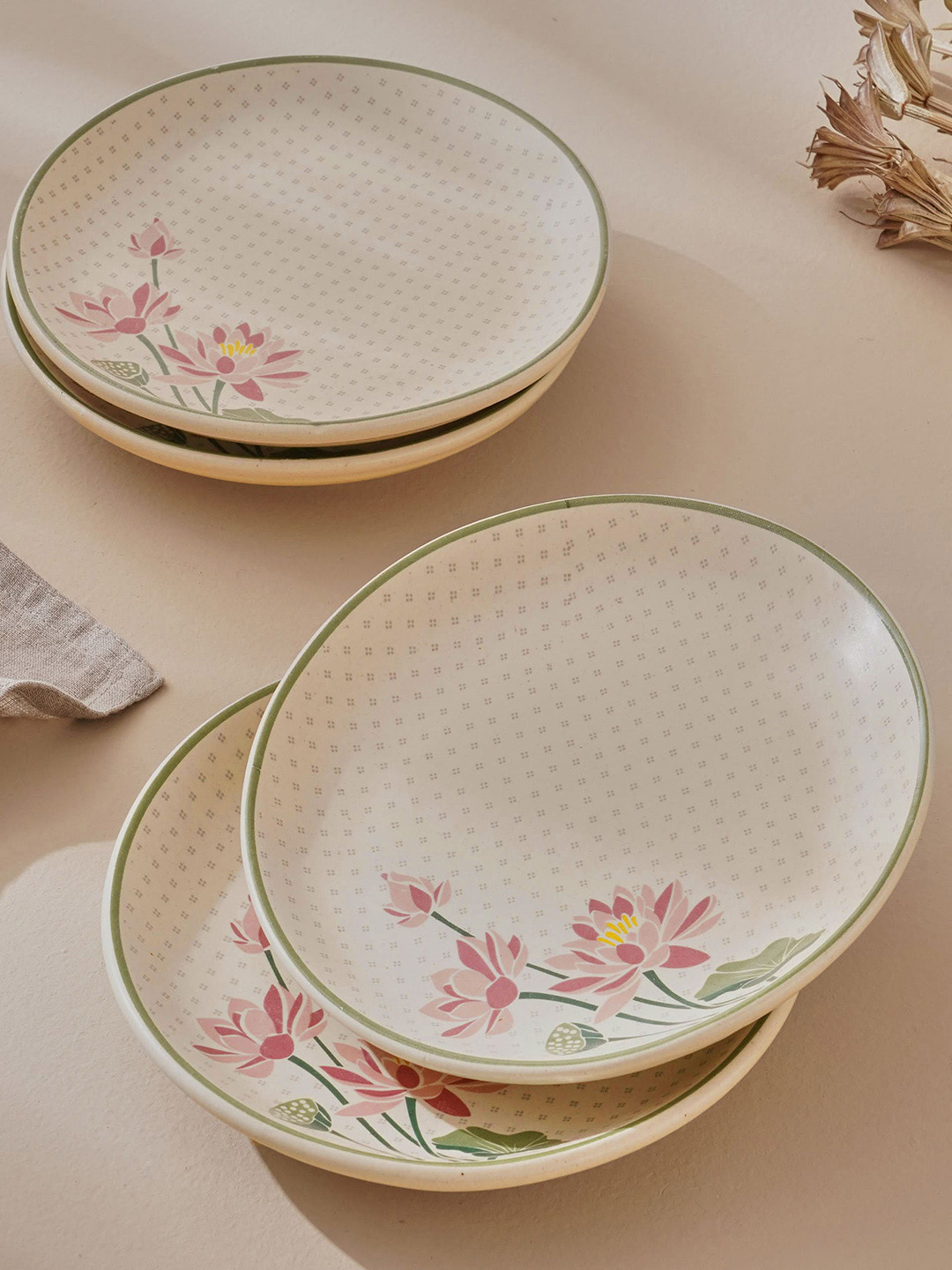 Home Centre White 4 Pieces Dishwasher Safe Side Plate Serveware