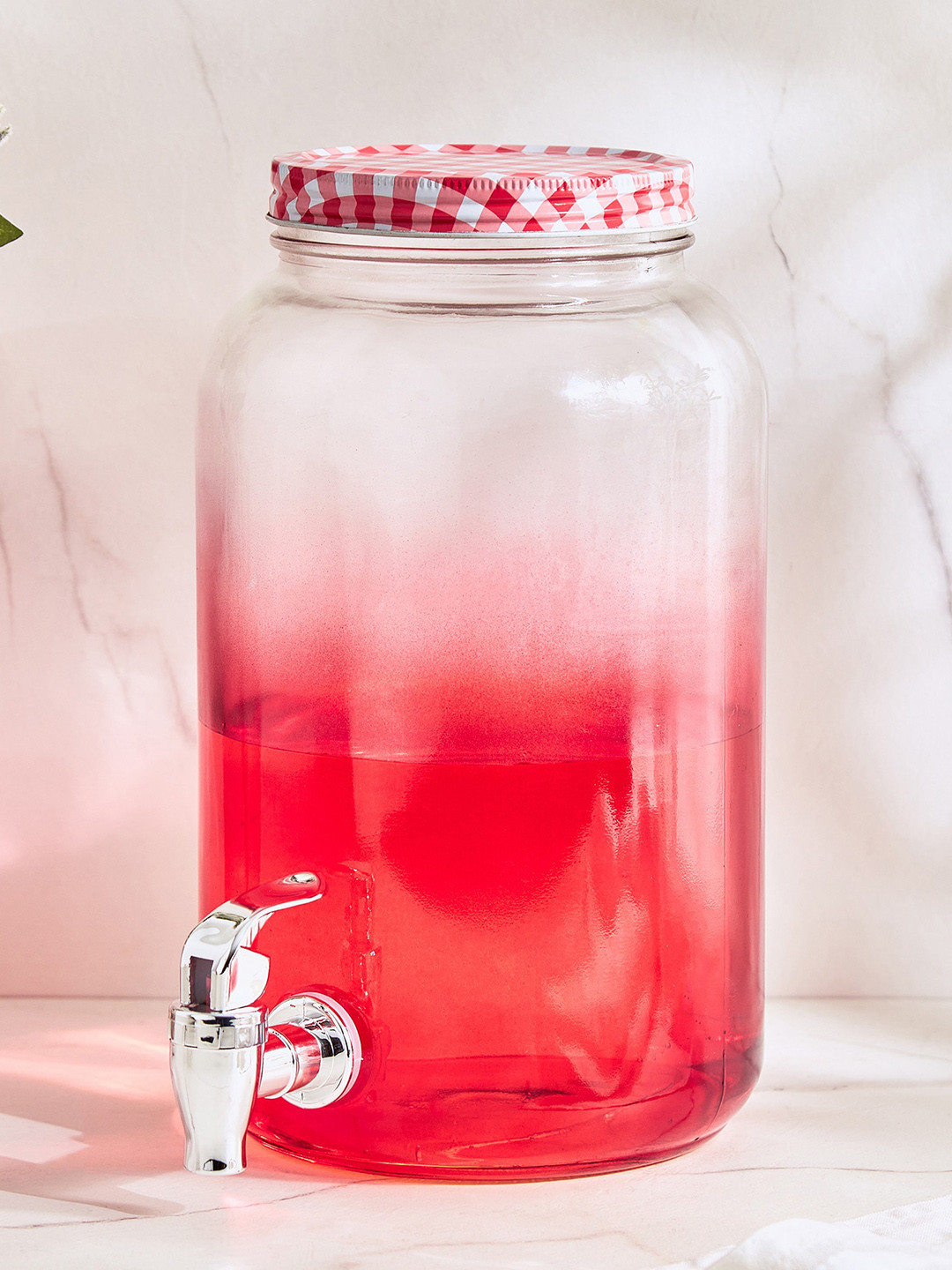 Home Centre Unisex Red & White Glass Kitchen Storage 3L