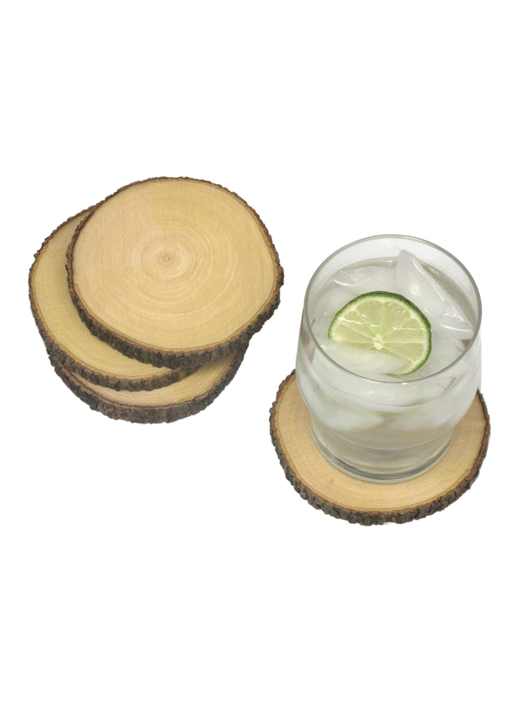 WHITEWHALE Brown 8 Pcs Wooden Coaster