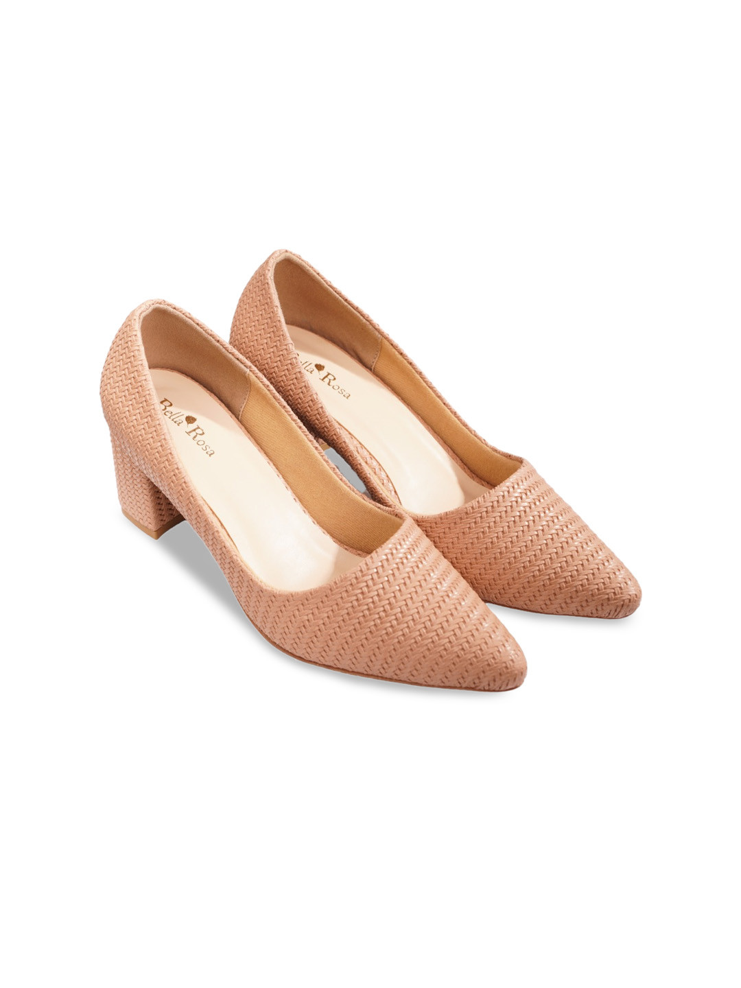 Bella Rosa Cane Textured Pointed Toe Block Pumps