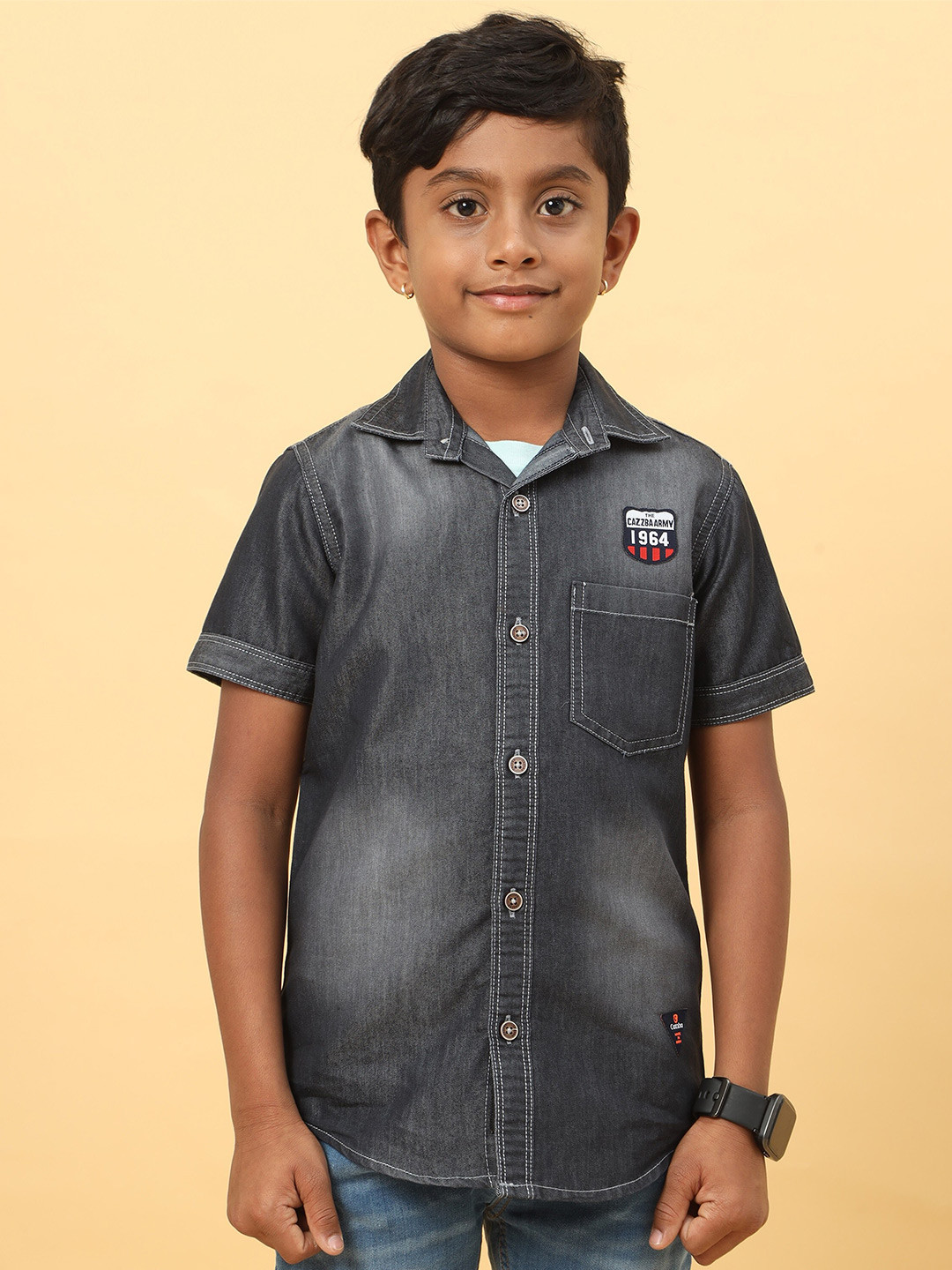 CAZZBA Boys Faded Denim Casual Shirt