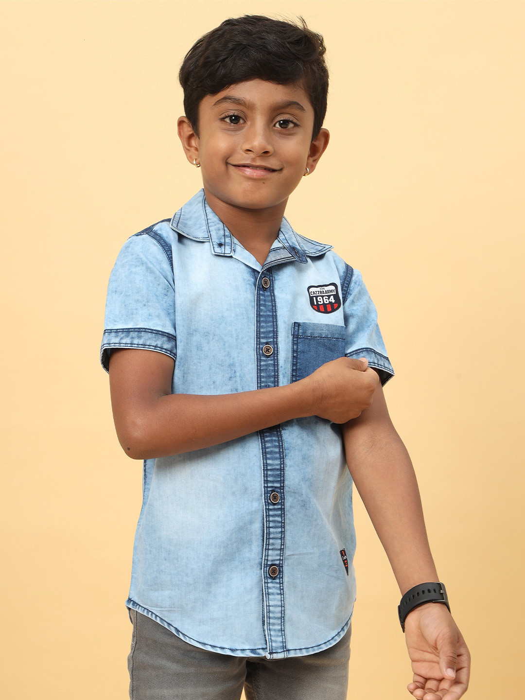 CAZZBA Boys Faded Denim Casual Shirt