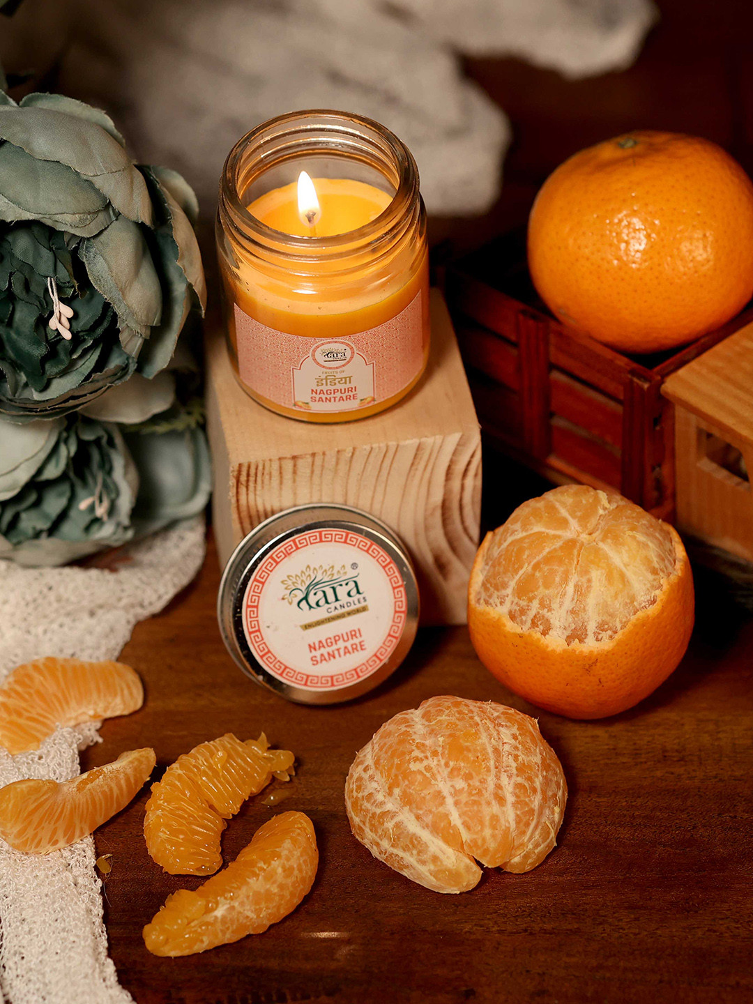 Tara Enlightening World Nagpuri Santre Small Glass Conatainer Screw lid Solid Jar Candles