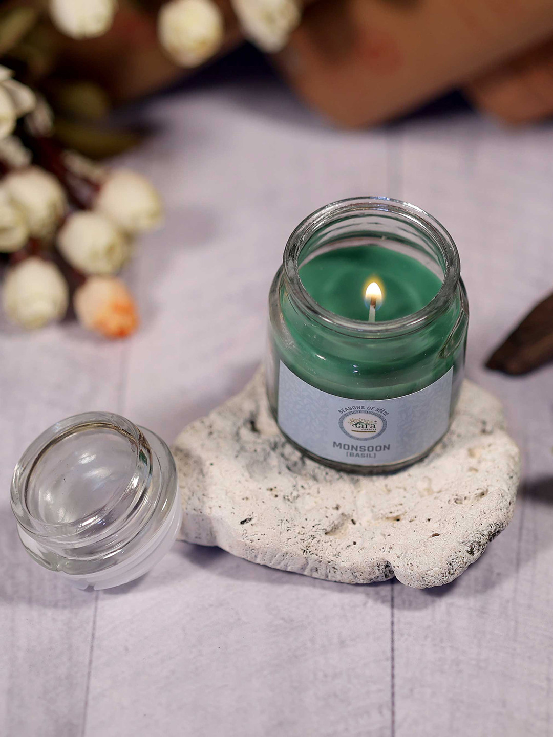 Tara Enlightening World Basil Irish Glass Container Solid Geometric Regular Jar Candles