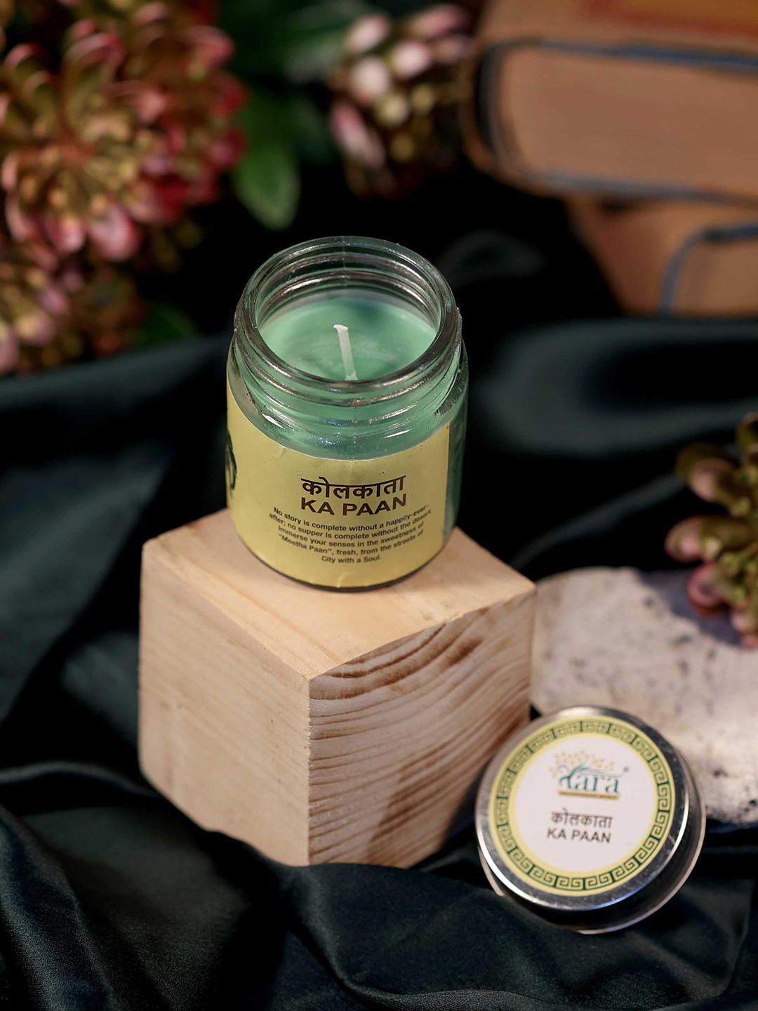 Tara Enlightening World Kolkata Ka Paan Small Glass Container Screw lid Solid Jar Candles