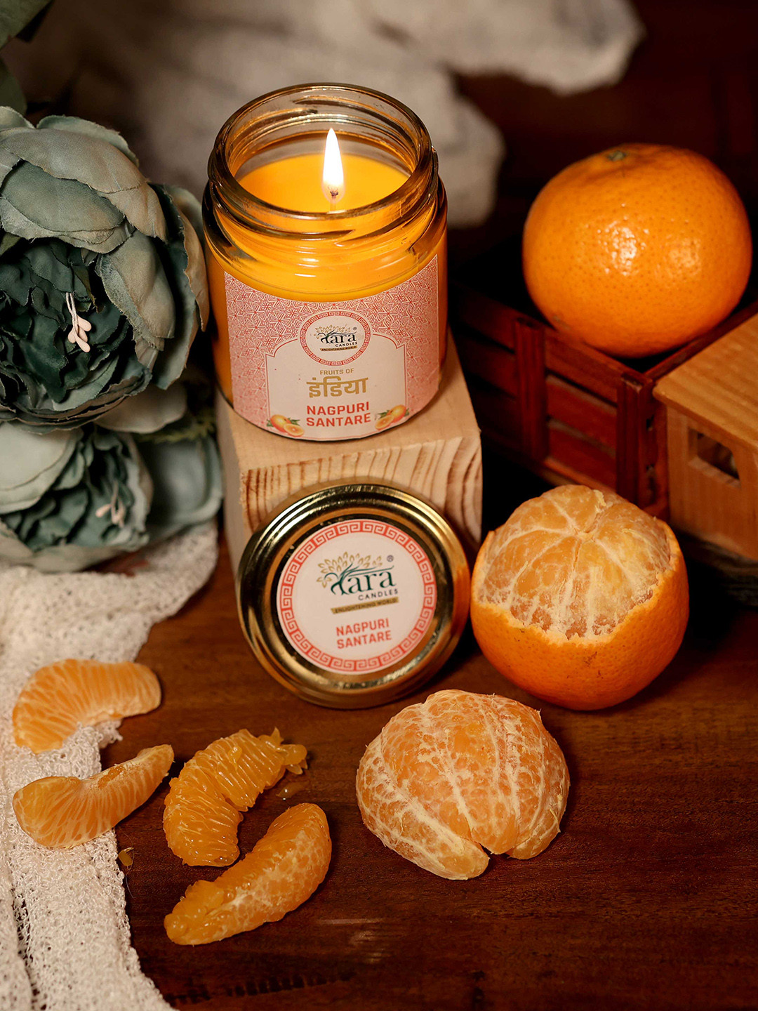 Tara Enlightening World Nagpuri Santre Glass Conatainer Screw lid Solid Jar Candles