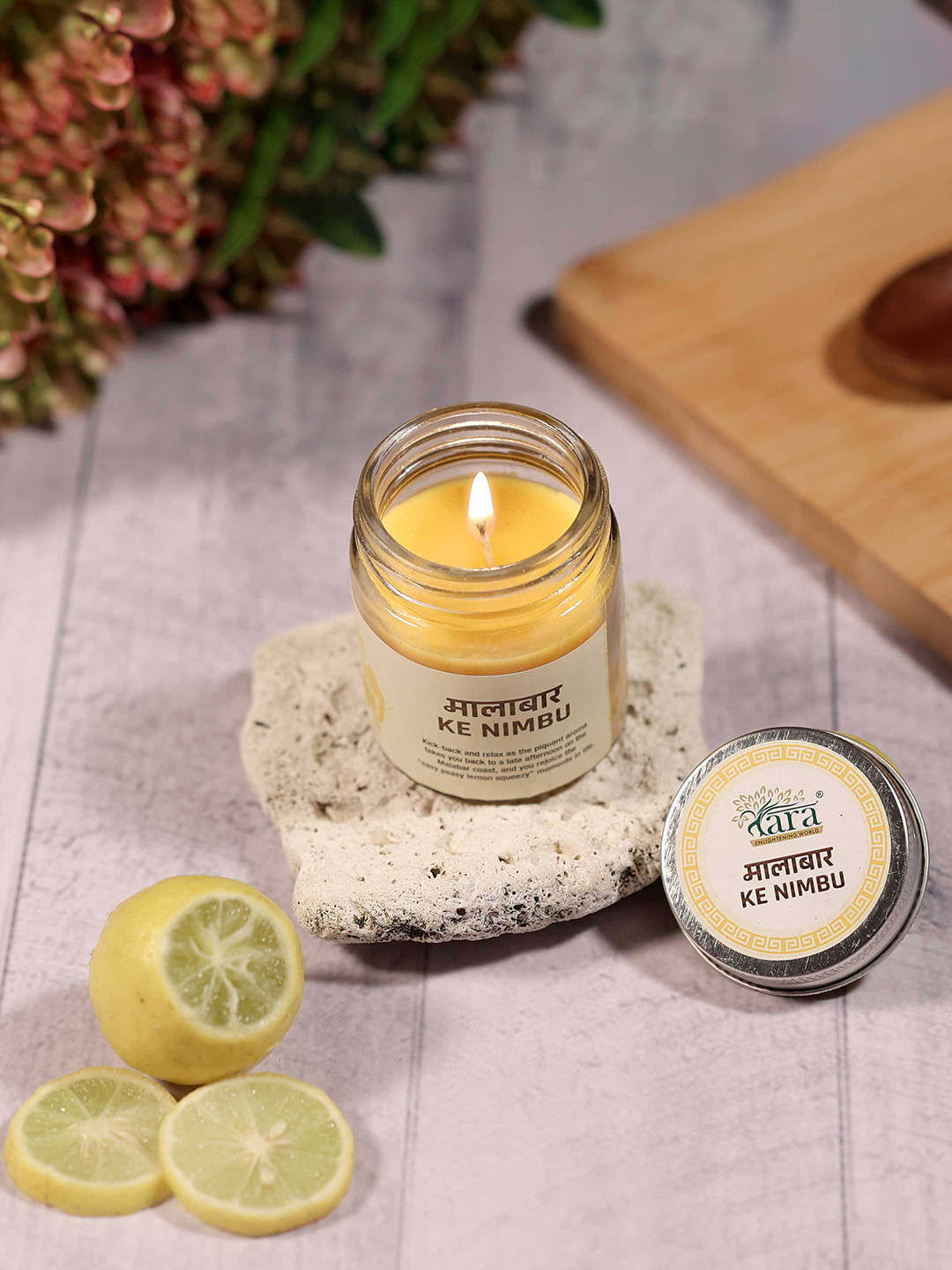 Tara Enlightening World Malabar ke Nimbu Small Glass container Screw lid Jar Candles