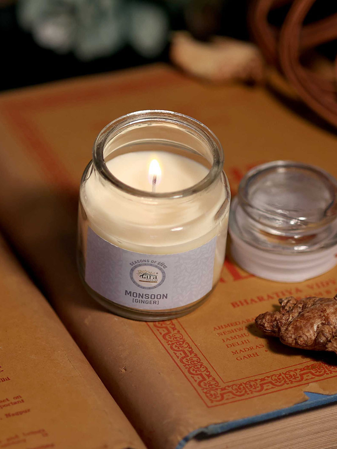 Tara Enlightening World Ginger Irish Glass Container Abstract Jar Candles